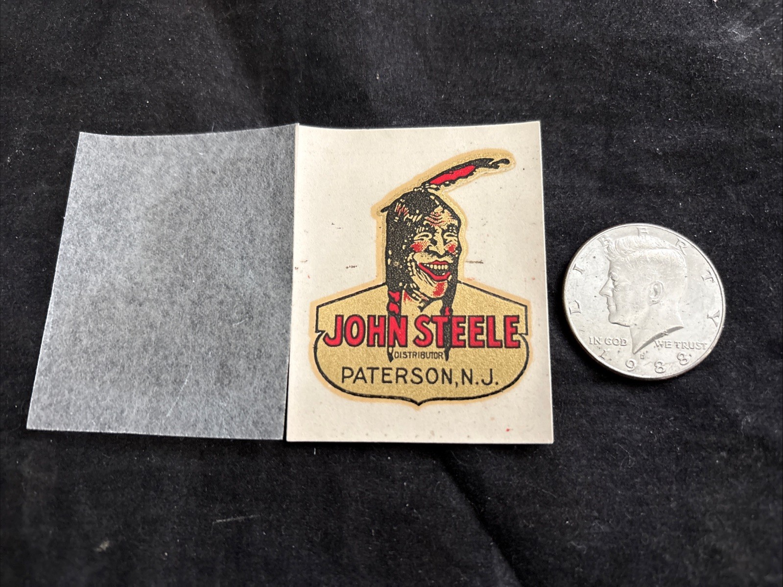 RARE - Original - 1930s Indian Motorcycle-Water Decal-John Steele Paterson,NJ