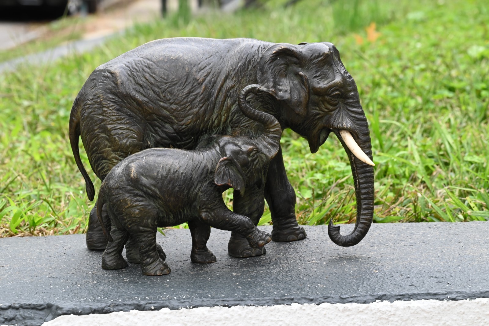 Superb Large Antique Austrian Vienna Cold Painted Bronze Figure of Elephants