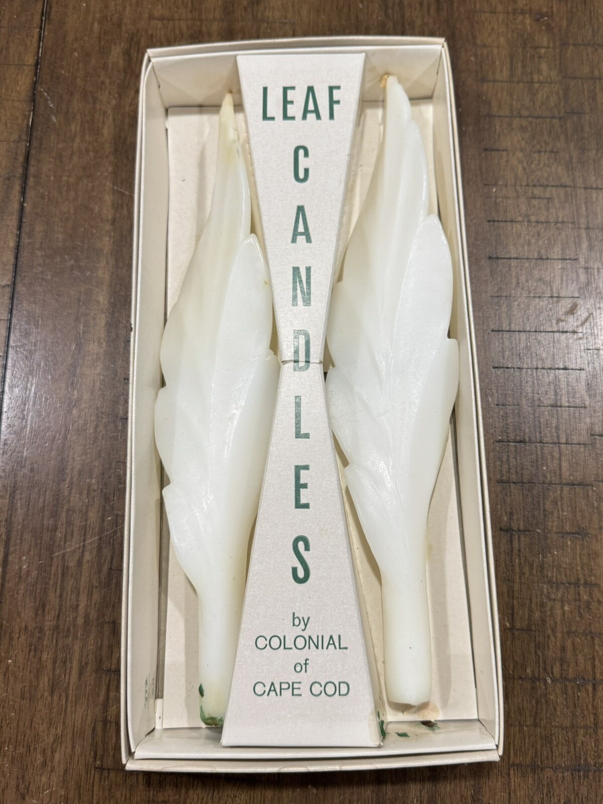 Rare Vtg Colonial of Cape Cod Twisted Leaf Shape Candles #620 White USA Made Rare Vtg Colonial of Cape Cod Twisted Leaf Shape Candles #620 White USA Made