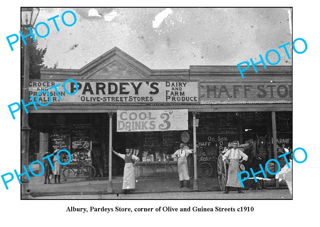 OLD 6 x 4 PHOTO OF ALBURY NSW PARDEYS STORE Crn OLIVE & GUINEA St c1910 OLD 6 x 4 PHOTO OF ALBURY NSW PARDEYS STORE Crn OLIVE & GUINEA St c1910