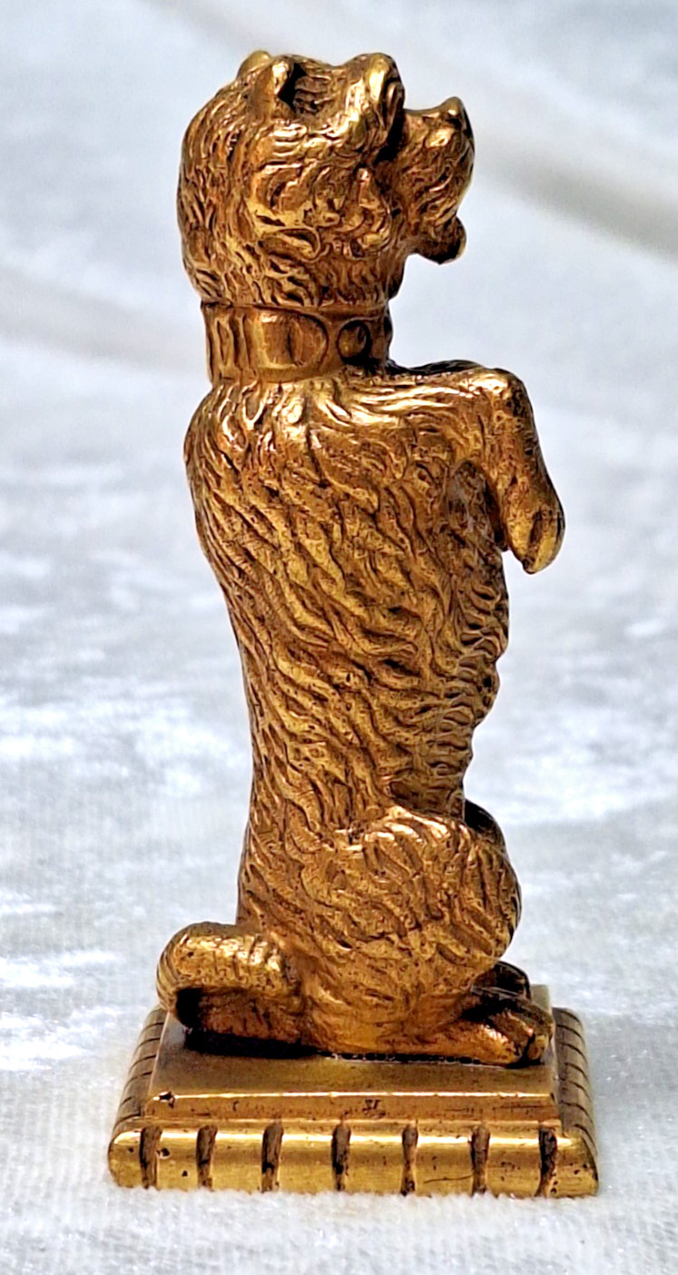 Vintage E.M. Viquesney Brass Begging Terrier Dog Car Hood Ornament Vtg