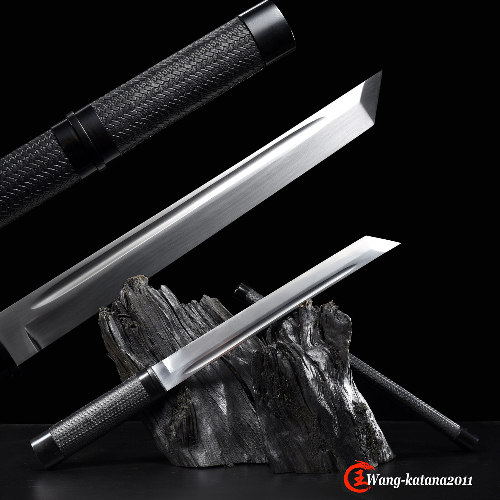 18'' Black Tanto 9260Steel Japan Samurai Short Sword Self-defence Sharp Ninjato