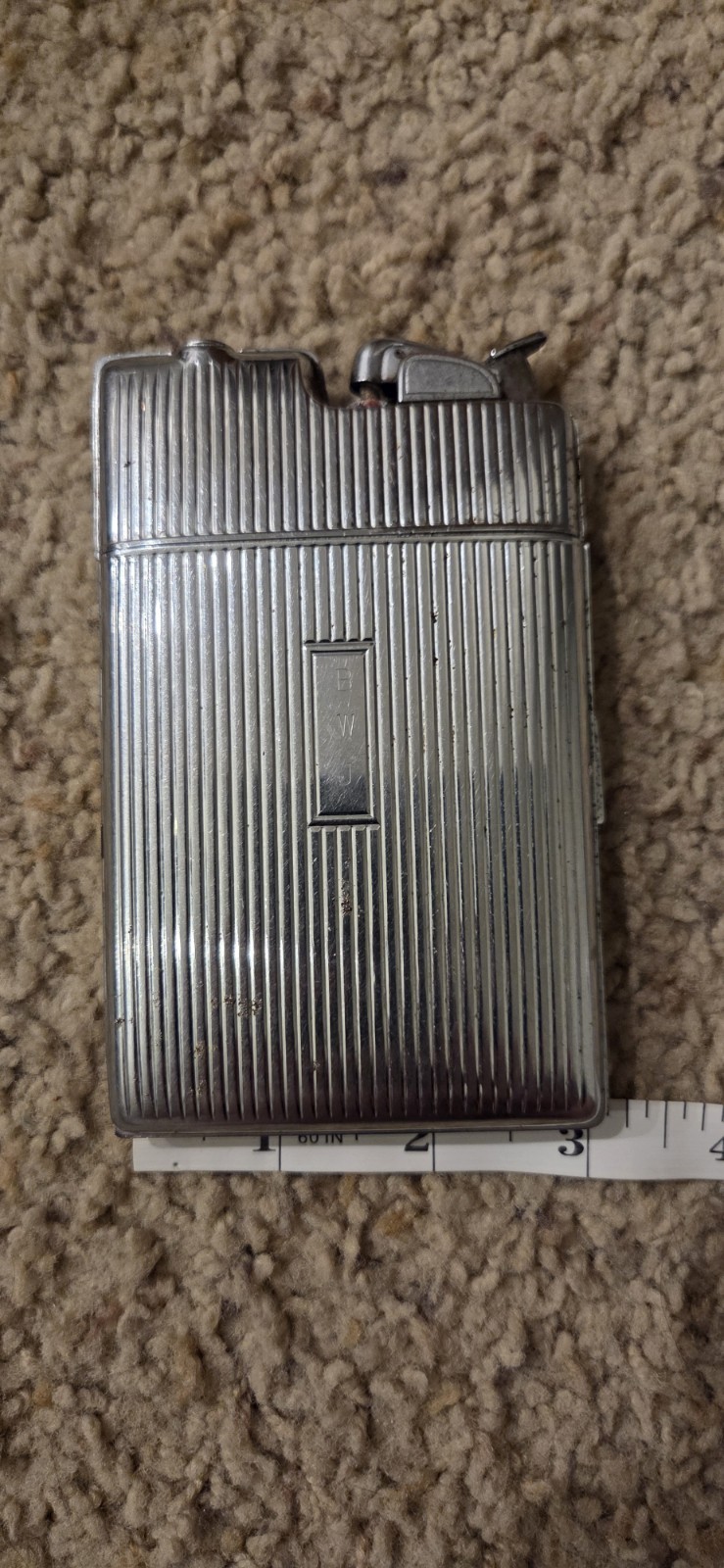 ​Vintage Evans Cigarette Case with Built-In Lighter Art Deco Monogrammed B W J
