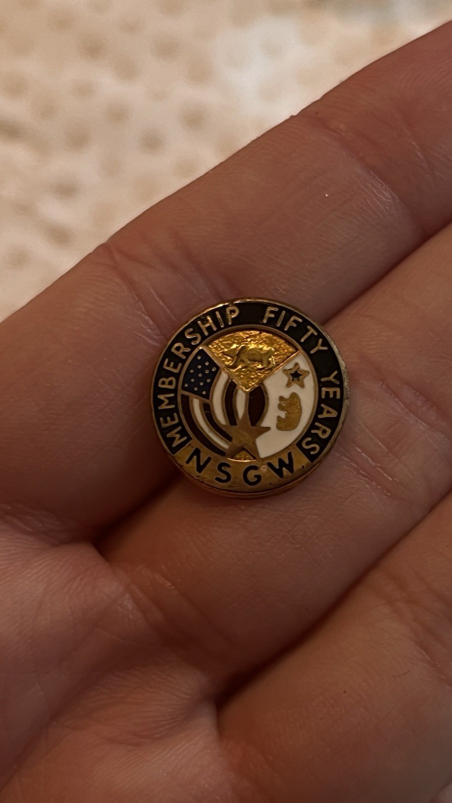 NSGW Native Sons of the Golden West Membership Fifty Years Pin 10k 1/20  Rare 