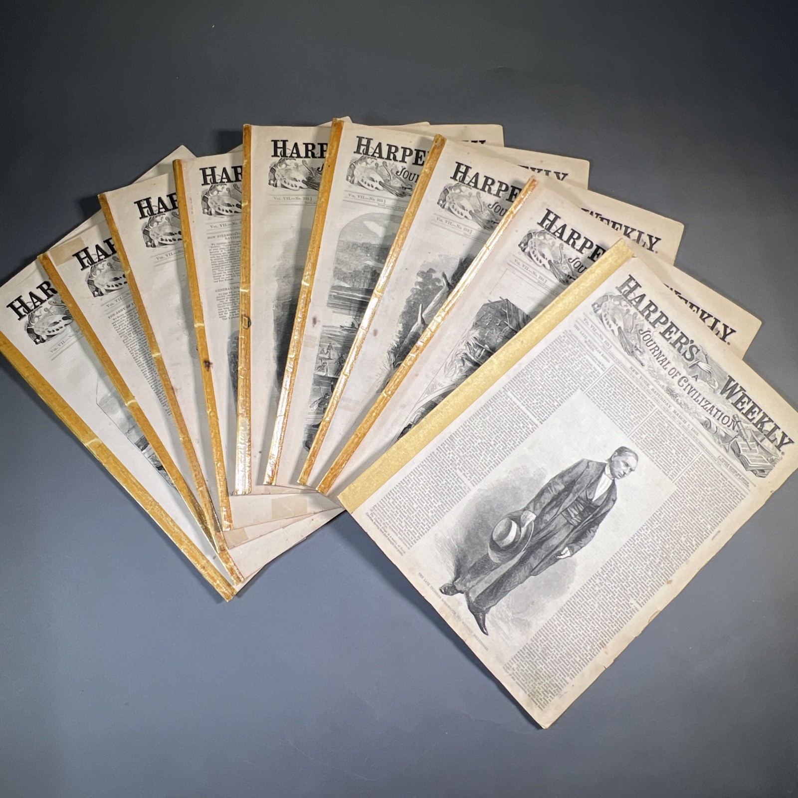 1863 Lot of 9 Original Harper's Weekly Magazines American Civil War Era News