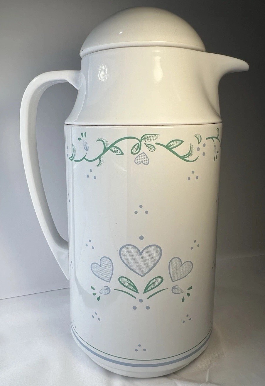 Corelle Country Cottage 1 Qt Thermal Carafe Blue Hearts Green Floral Vintage