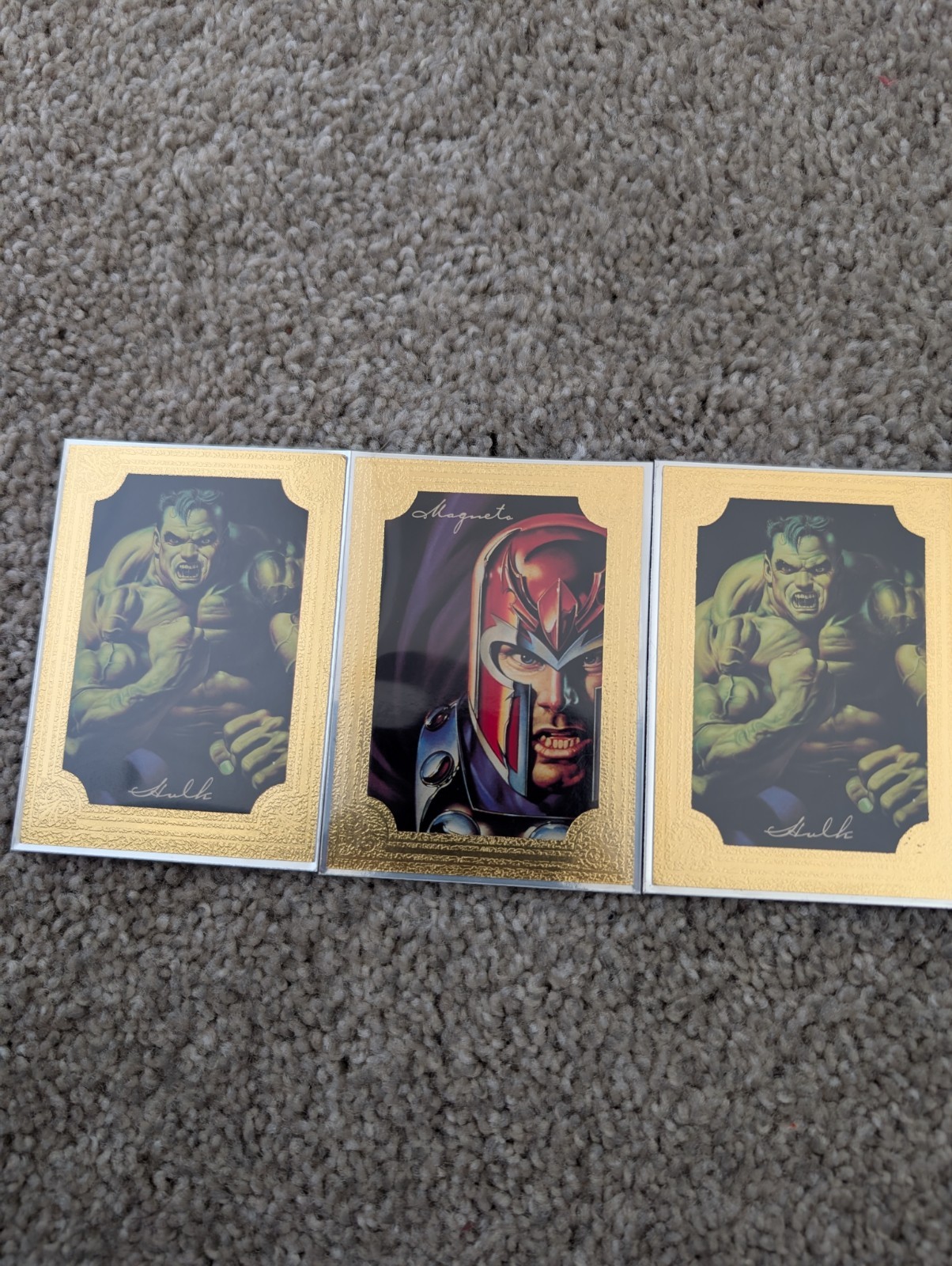 1996 Marvel Masterpieces Gallery Lot (3) Magneto gallery, Hulk Gallery x2 NM MT