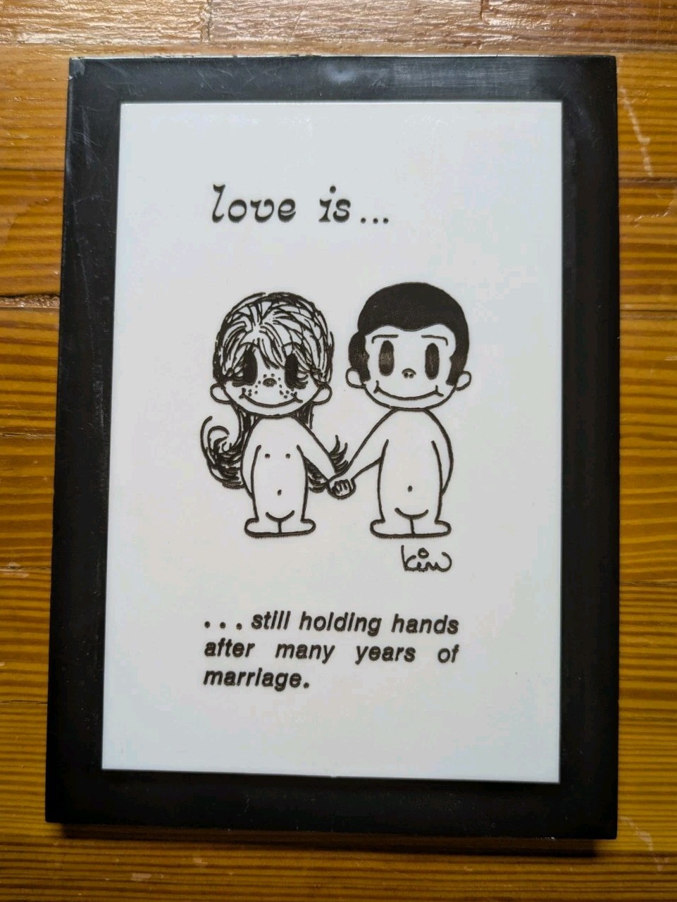 Vintage 1970's Kim Casali Love Is... Plaque Plastic Frame Holding Hands Rare Art