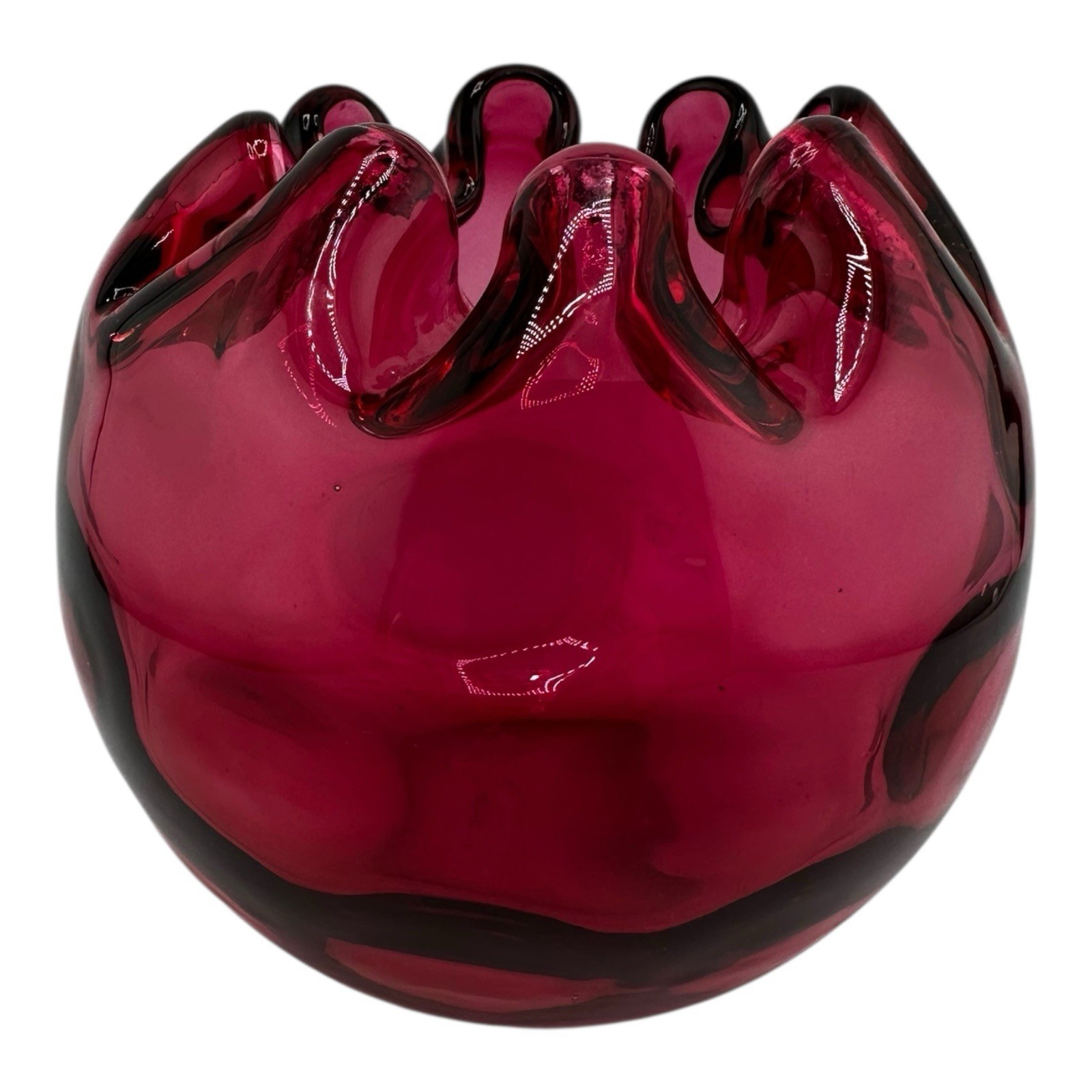 Fenton Cranberry Coin Dot Rose Bowl. 
