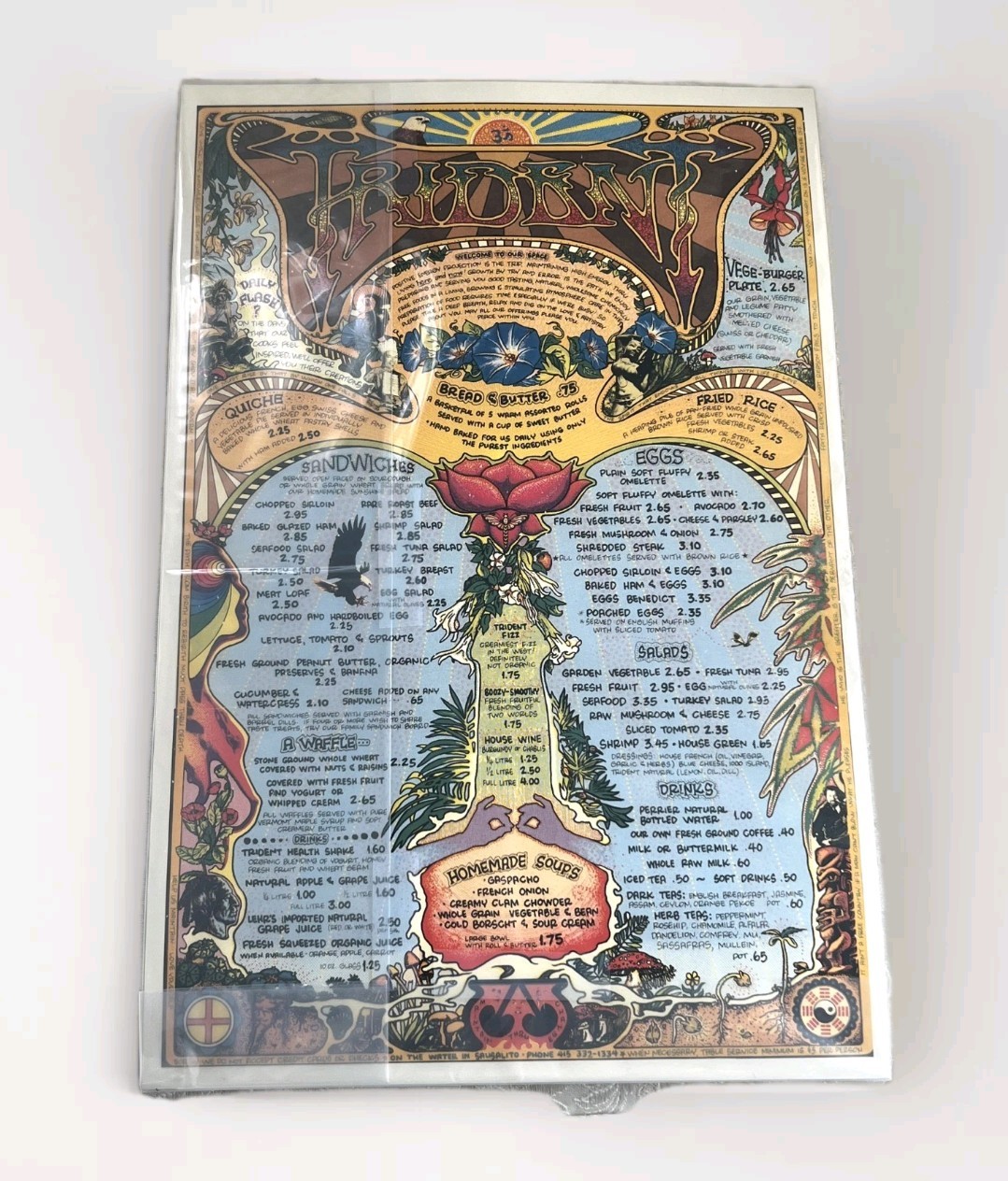 1970s The Trident Restaurant Psychedelic Menu 558 Bridgeway Street Sausalito CA