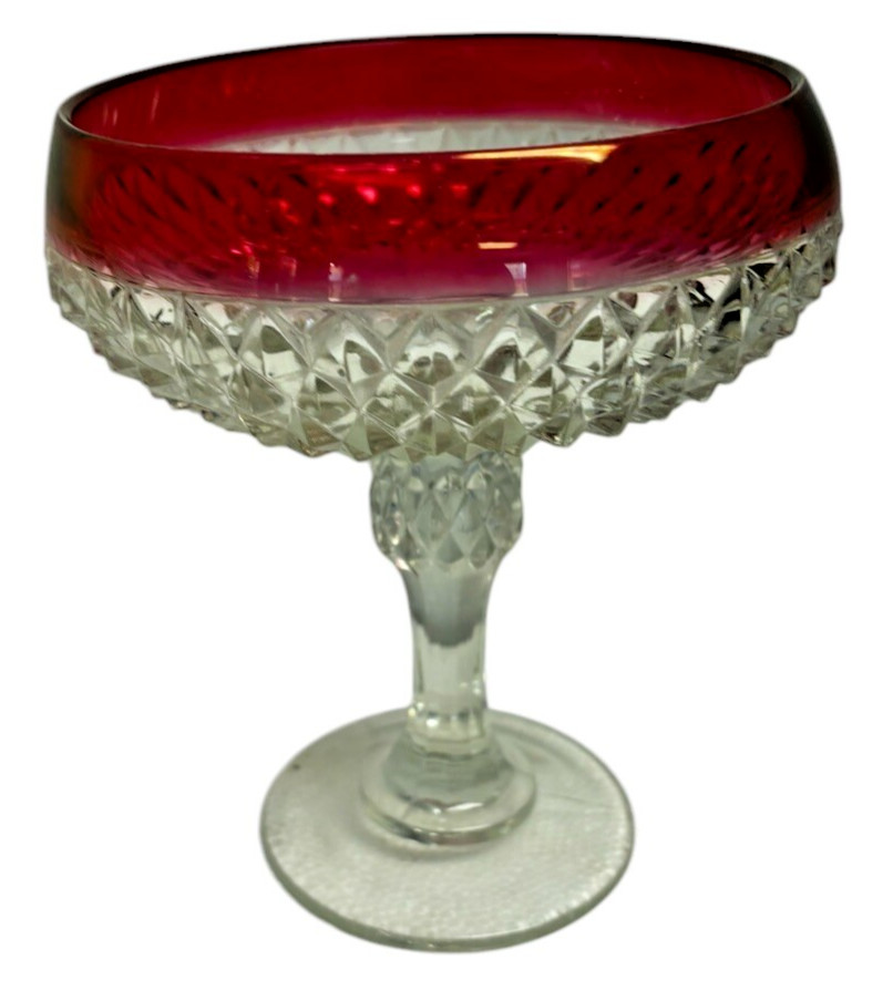 Vintage Indiana Glass Glass Cranberry Compote