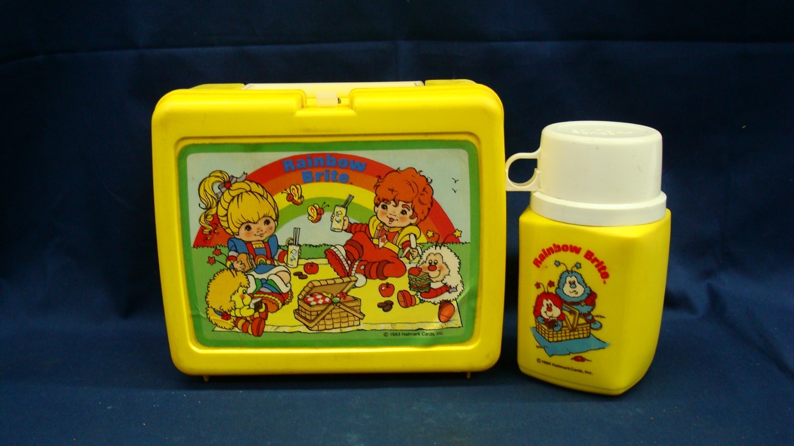 Vintage 1983 Thermos Yellow Rainbow Brite Plastic Lunchbox & Thermos Set