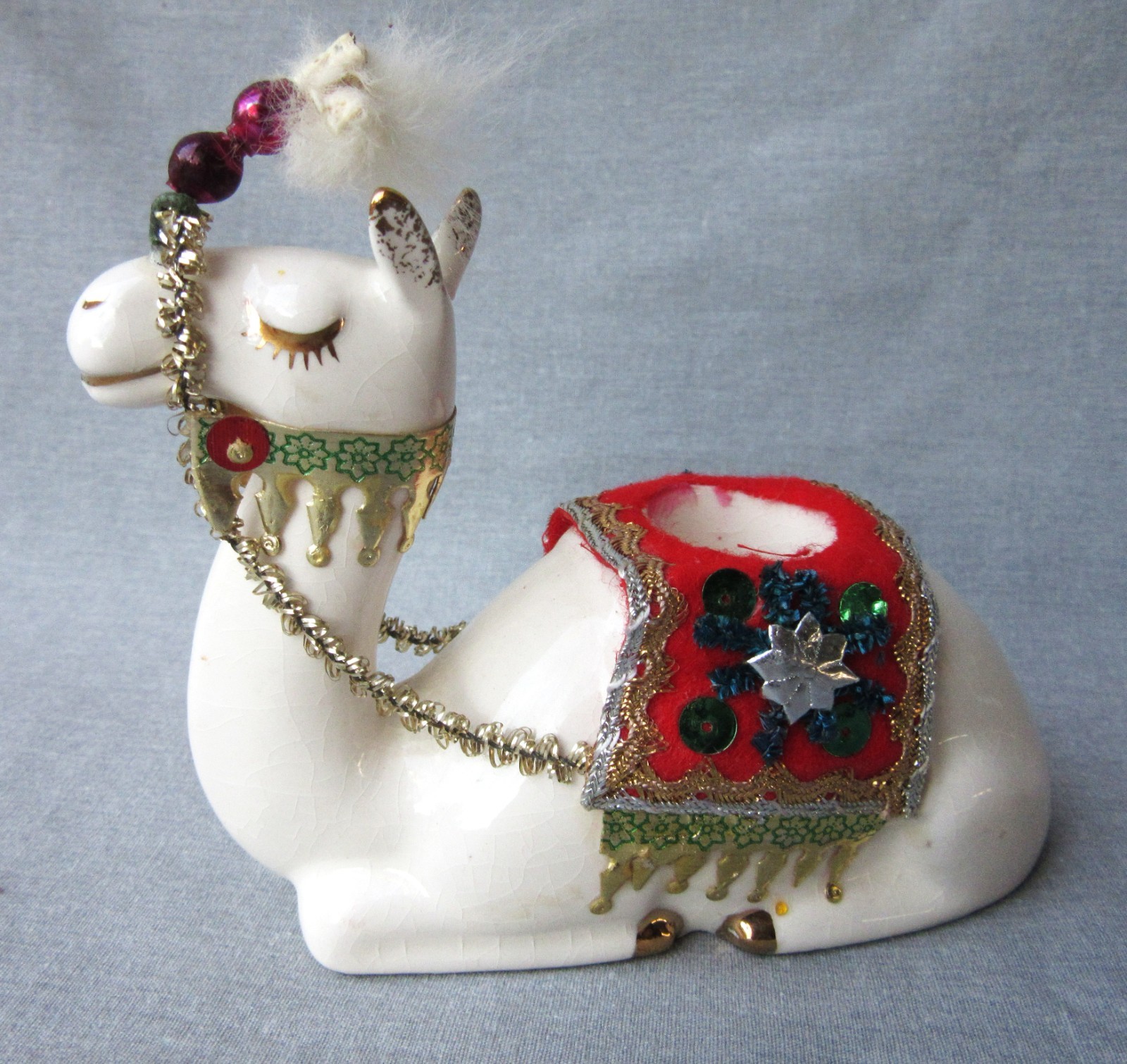 Vintage HOLT HOWARD Ceramic CHRISTMAS CAMEL Candle Holder 1960 Japan 6416