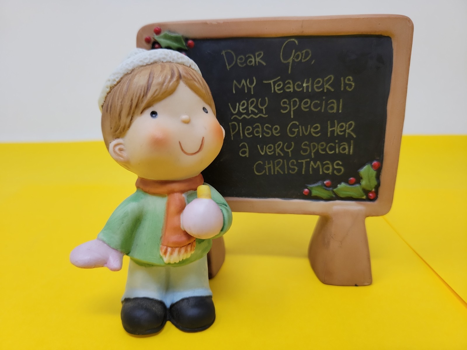 Vintage 1983 Enesco Dear God Kids Teacher Christmas Holiday Ceramic Figure RARE 
