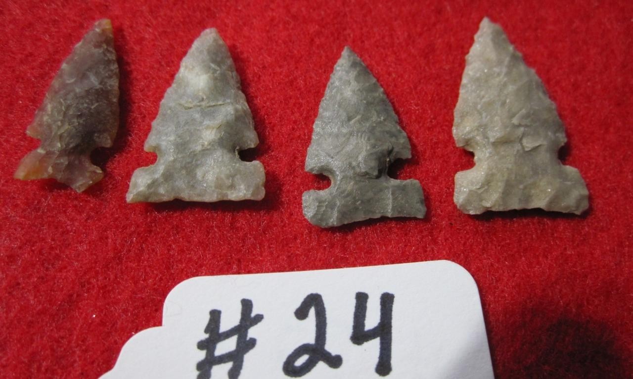 4 NICE SOUTH DAKOTA POINTS  KNIFE RIVER FLINT AND OTHER LOCAL MATERIALS