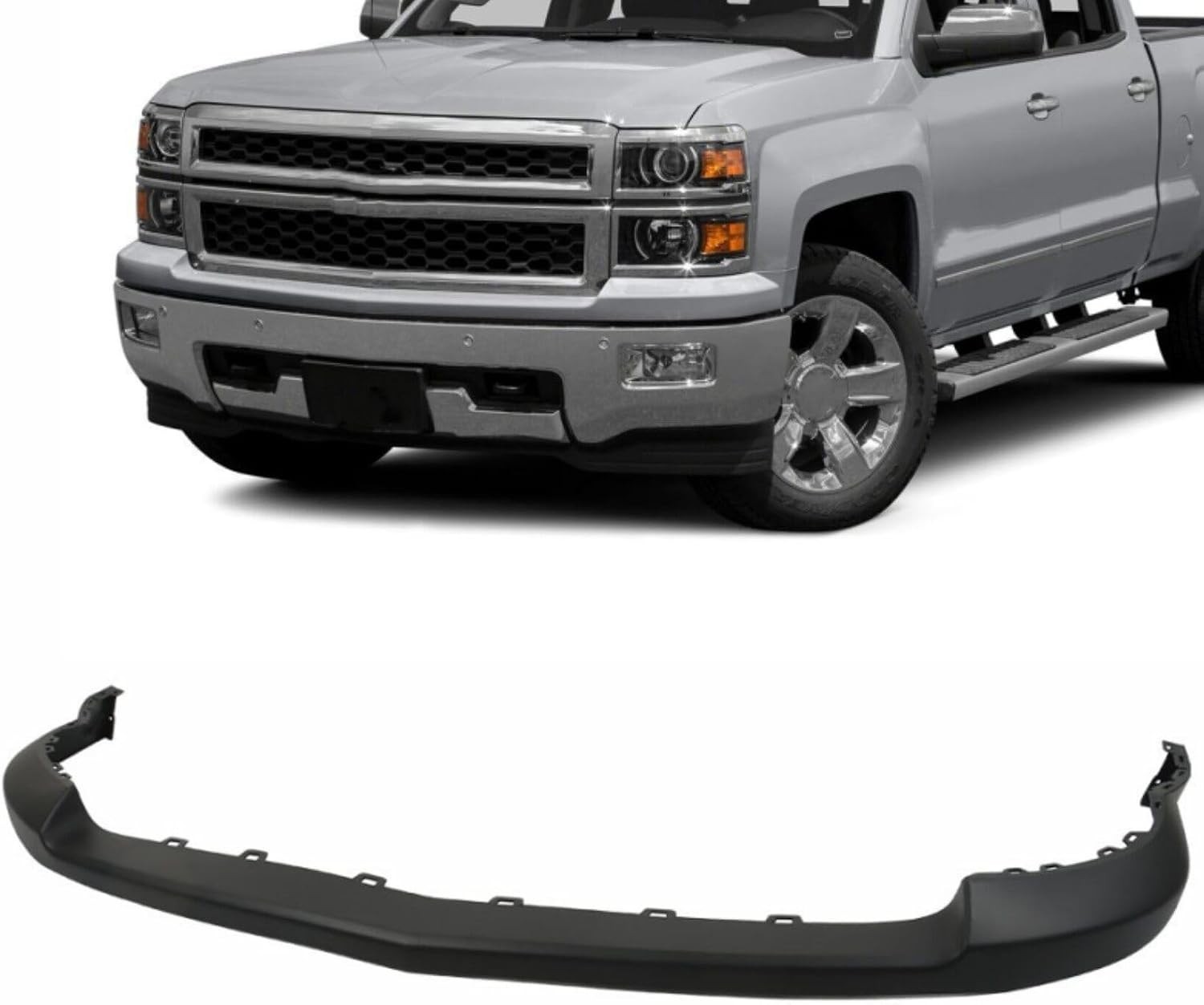 Primed Plastic Front Upper Bumper Cover Replacement for Silverado 1500 2014-2015