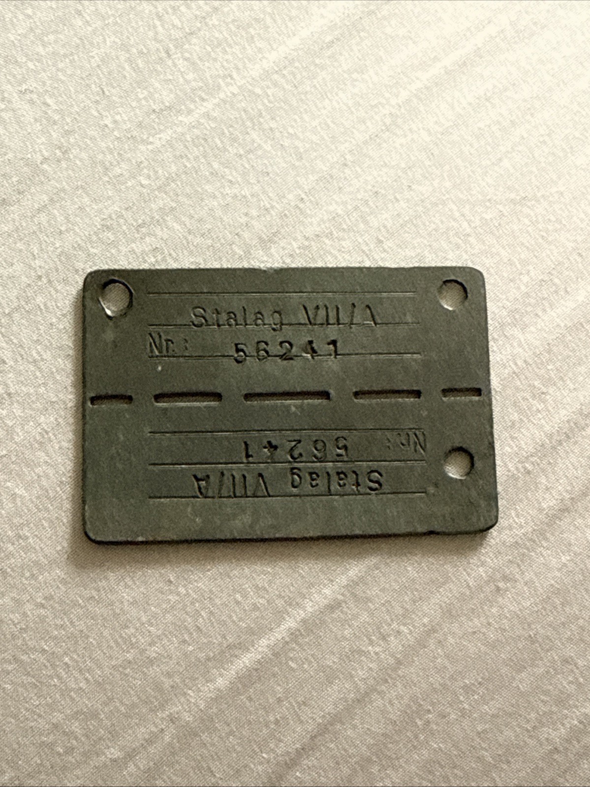 WWII German POW ID Tag Stalag VII/A Moosburg Nr 56241 Original want gone ASAP WWII German POW ID Tag Stalag VII/A Moosburg Nr 56241 Original want gone ASAP