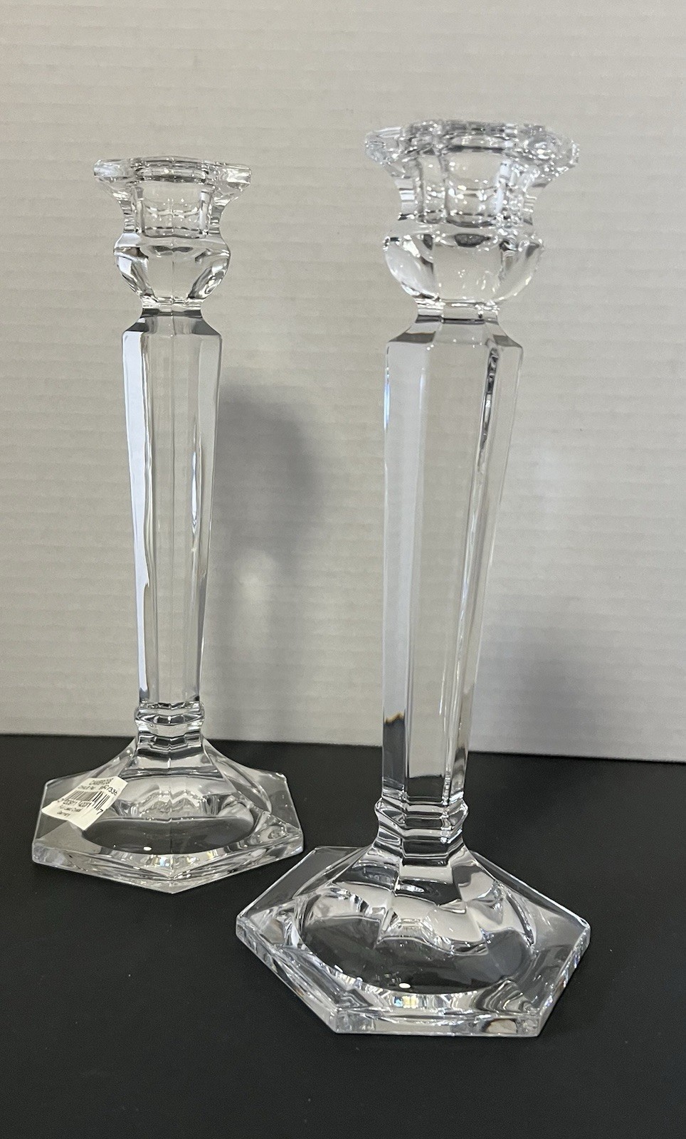 Pair of Crystal Cambridge Made In Germany Elegant Candleholders 8”H Vintage