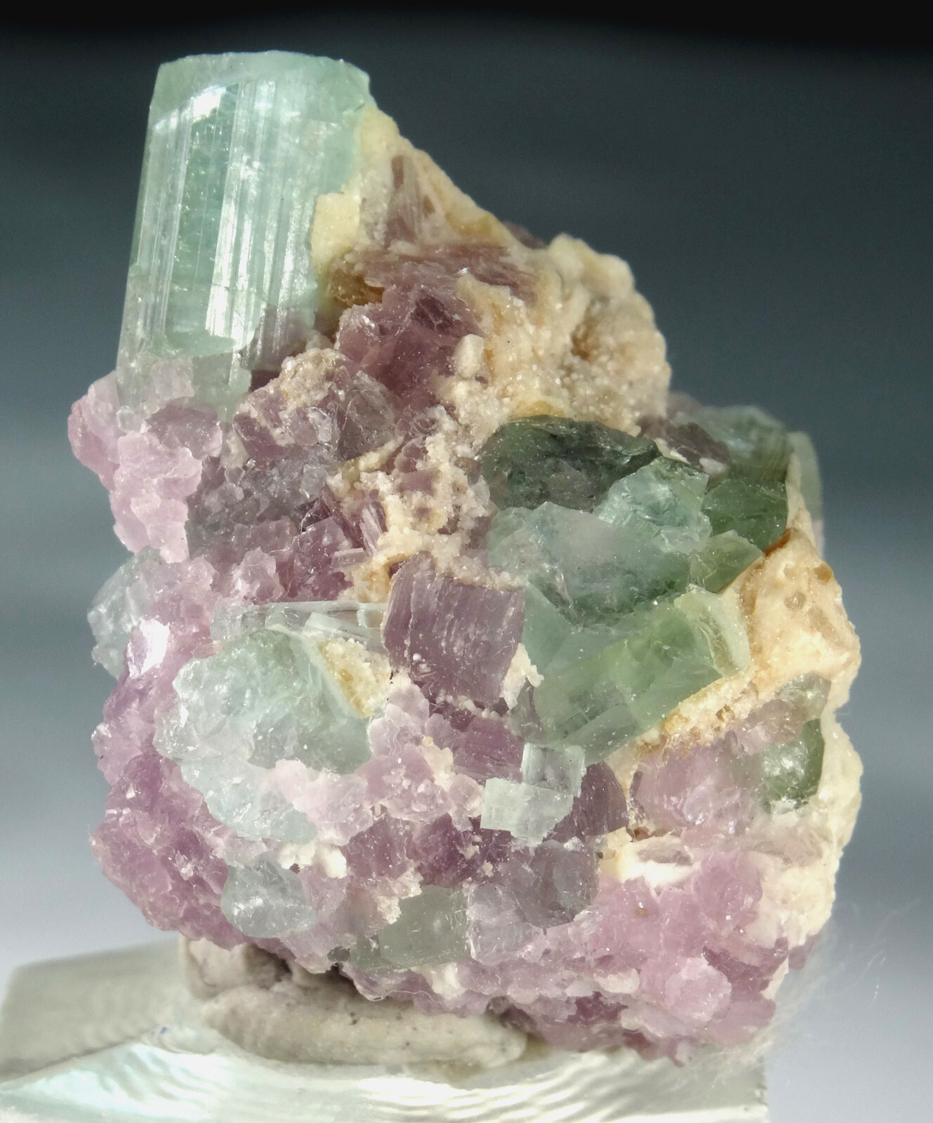 90 CARATS NATURAL TOURMALINE, LEPIDOLITE & FELDSPAR CRYSTAL AFGHANISTAN (JP-146)