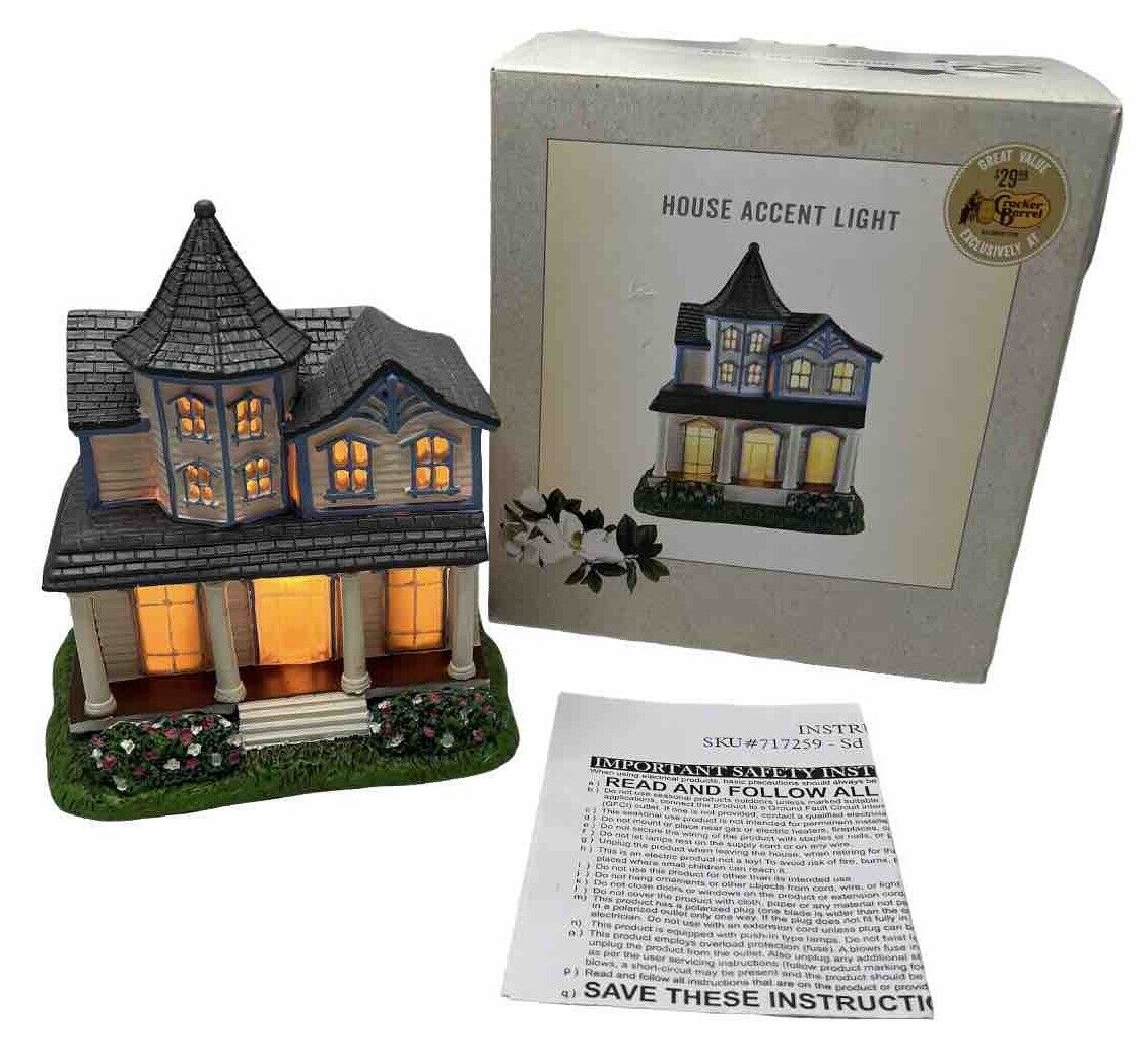 Cracker Barrel Light Up Christmas Victorian House Accent Lighted Building Rare