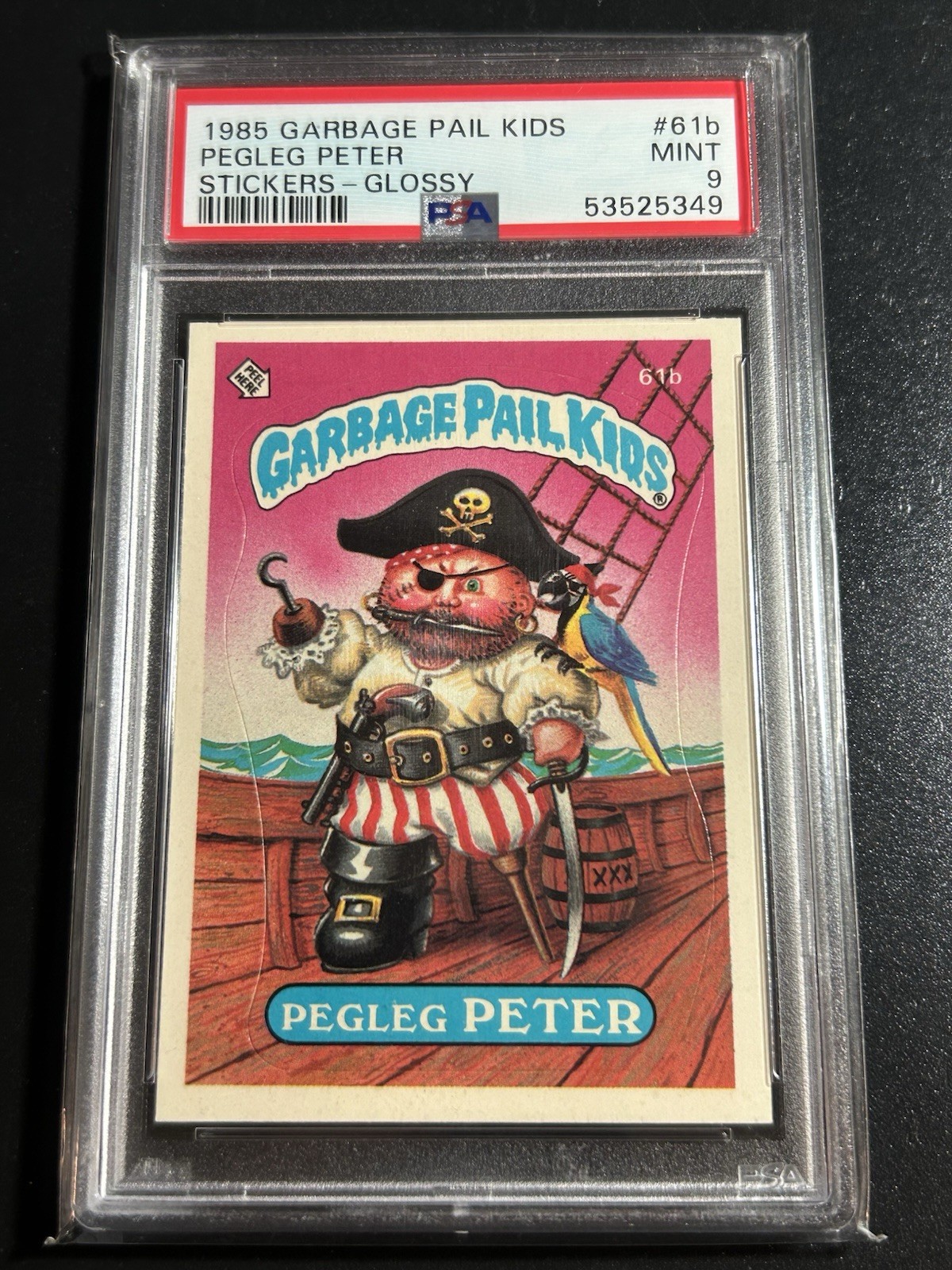 1985 Topps Garbage Pail Kids Series 2 OS2 61b Pegleg Peter GLOSSY PSA 9 MINT GPK