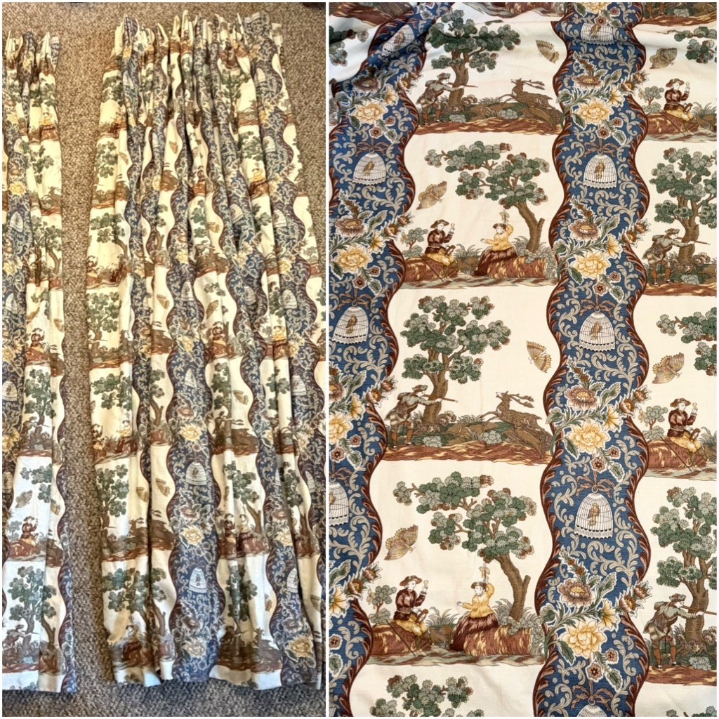 Brunschwig Fils Custom Curtains Set of 2 French Country Toile Print 89 x 46 Each