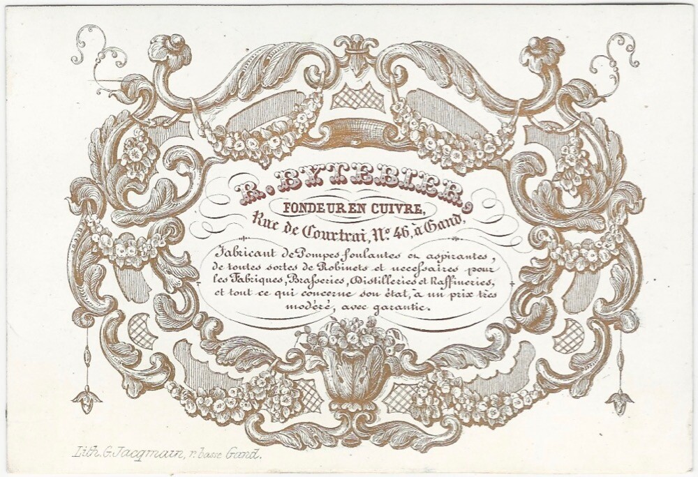 Copper Smelter Gand Belgium Clay-coated 'Porcelain' 19th Century Trade Card