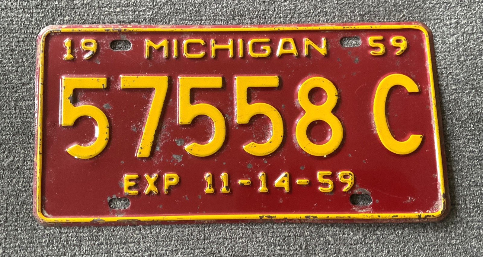 RARE 1959 MICHIGAN HALF YEAR COMMERCIAL LICENSE PLATE ORIGINAL HARD TO FIND