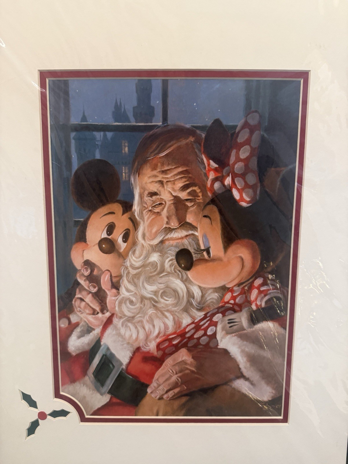 Disney Charles Boyer Mickey and Minnie Mouse Visiting Santa Print Disney Charles Boyer Mickey and Minnie Mouse Visiting Santa Print