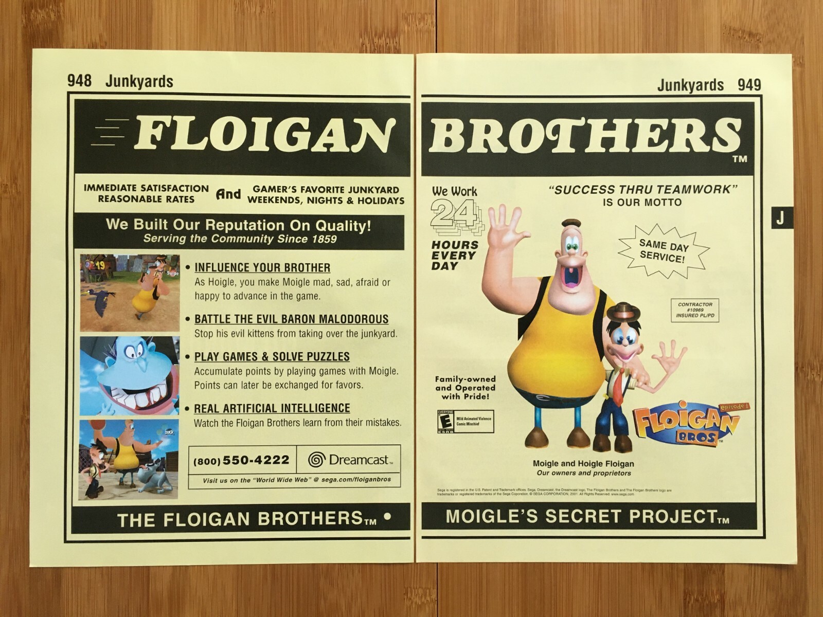 2001 Floigan Bros Episode 1 Sega Dreamcast Vintage Print Ad/Poster Official Art