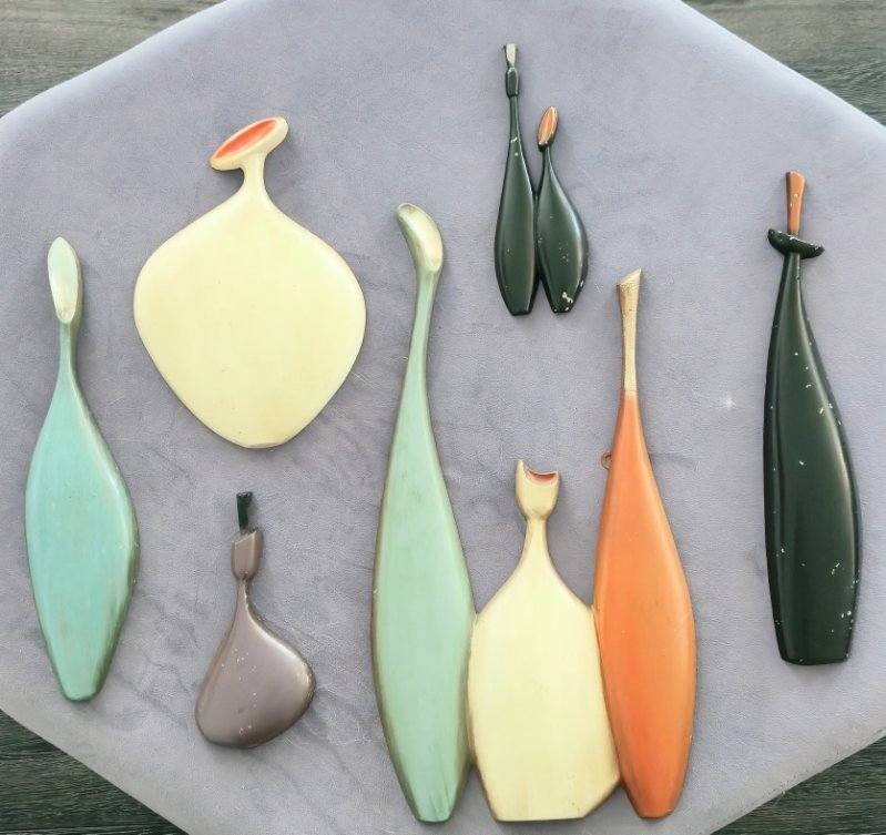 Vintage Mid-Century Modern Sexton Bottle Metalcraft Wall Sculpture Set