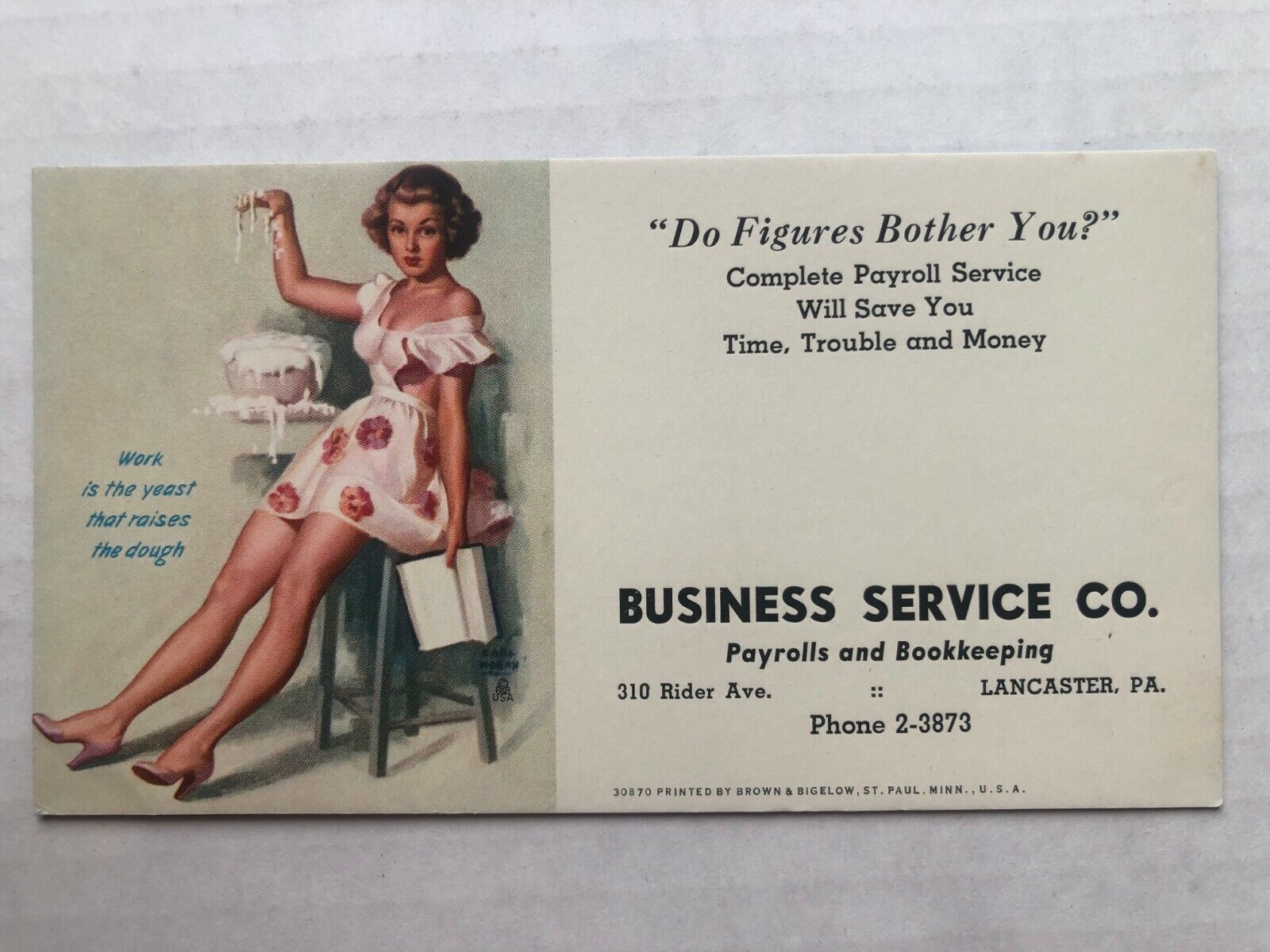 Vintage 1950\'s Pinup Girl Advertising Blotter by Earl Moran - Blond Cooking