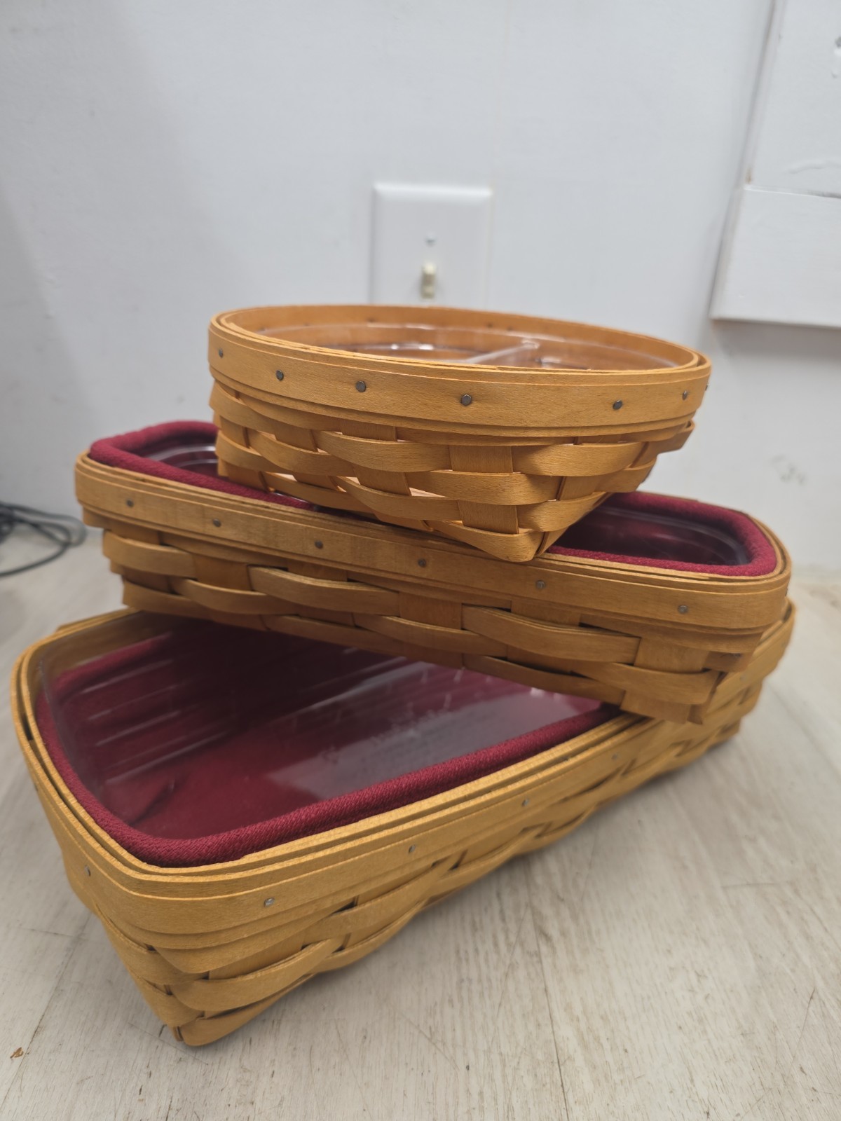 3 Vintage 2001 2005 Longaberger basket Insert Liner baskets Lot NICE 