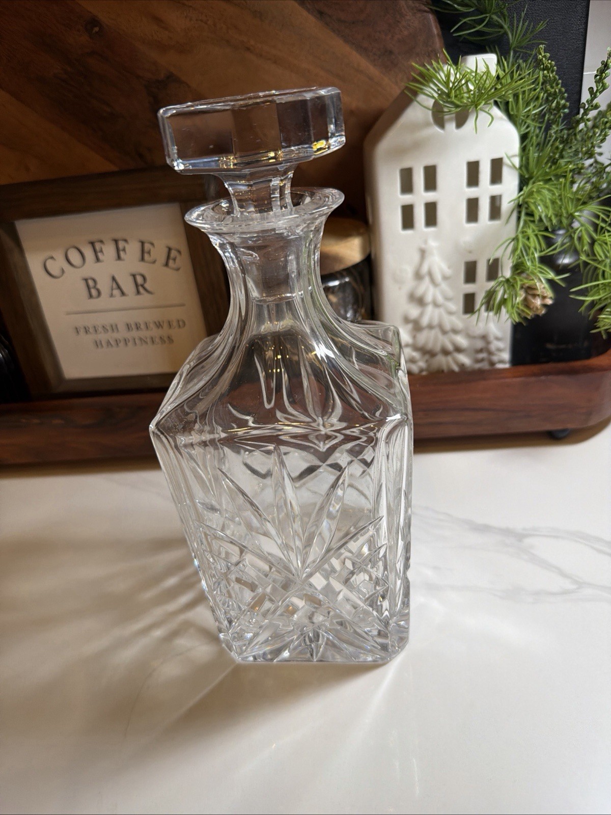 Vintage Gotham Full Lead Crystal Square Whiskey Decanter with Stopper