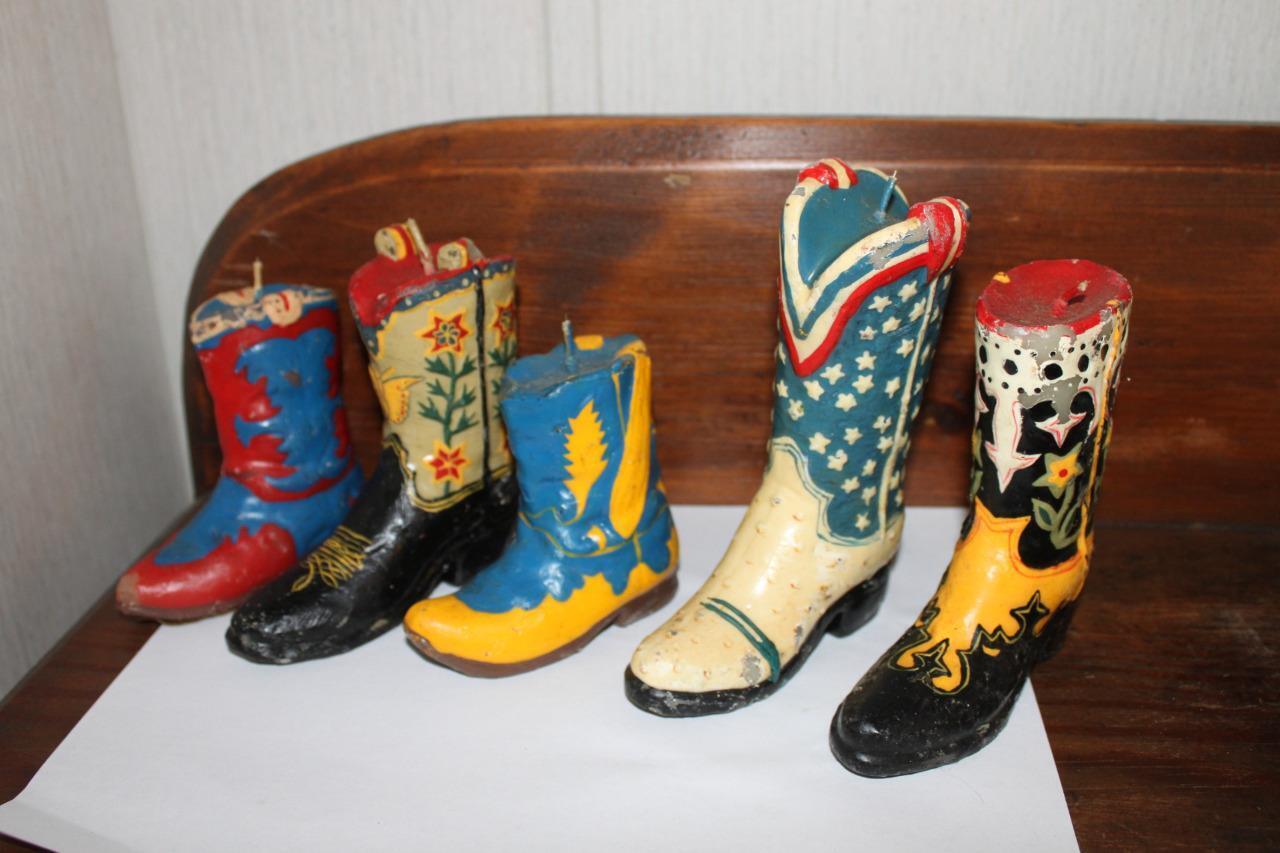 5 Vintage Cowboy Boot Candles  Various Sizes