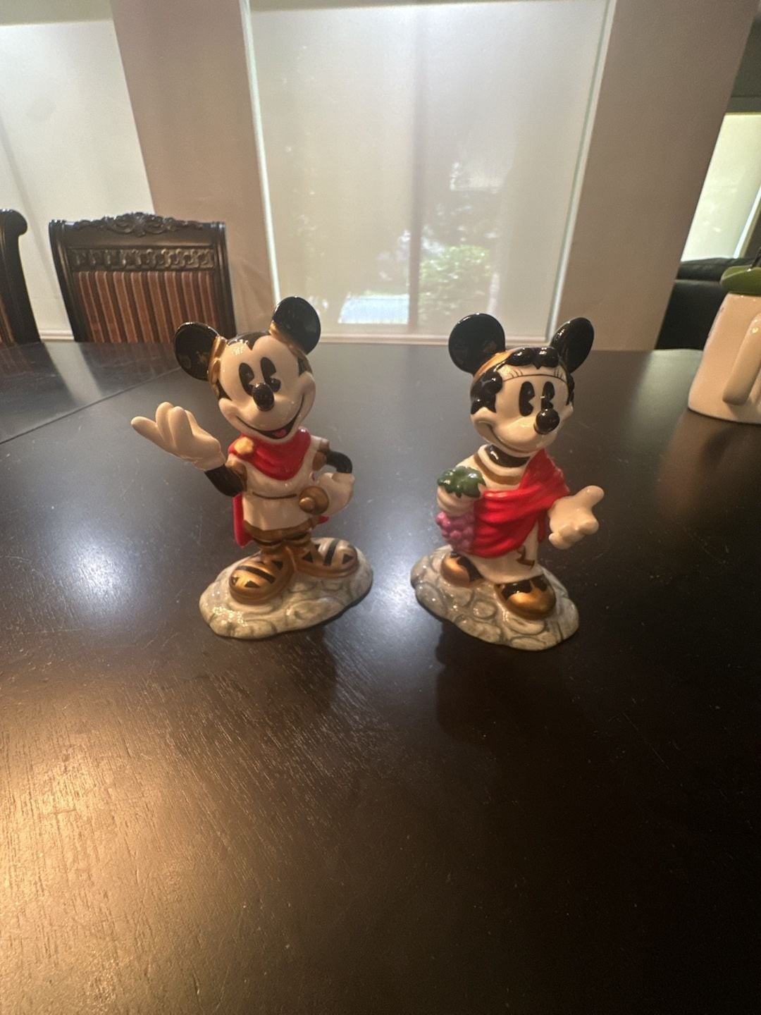 Vintage Disney Mickey and Minnie Mouse Roman Toga Ceramic Figurines Set