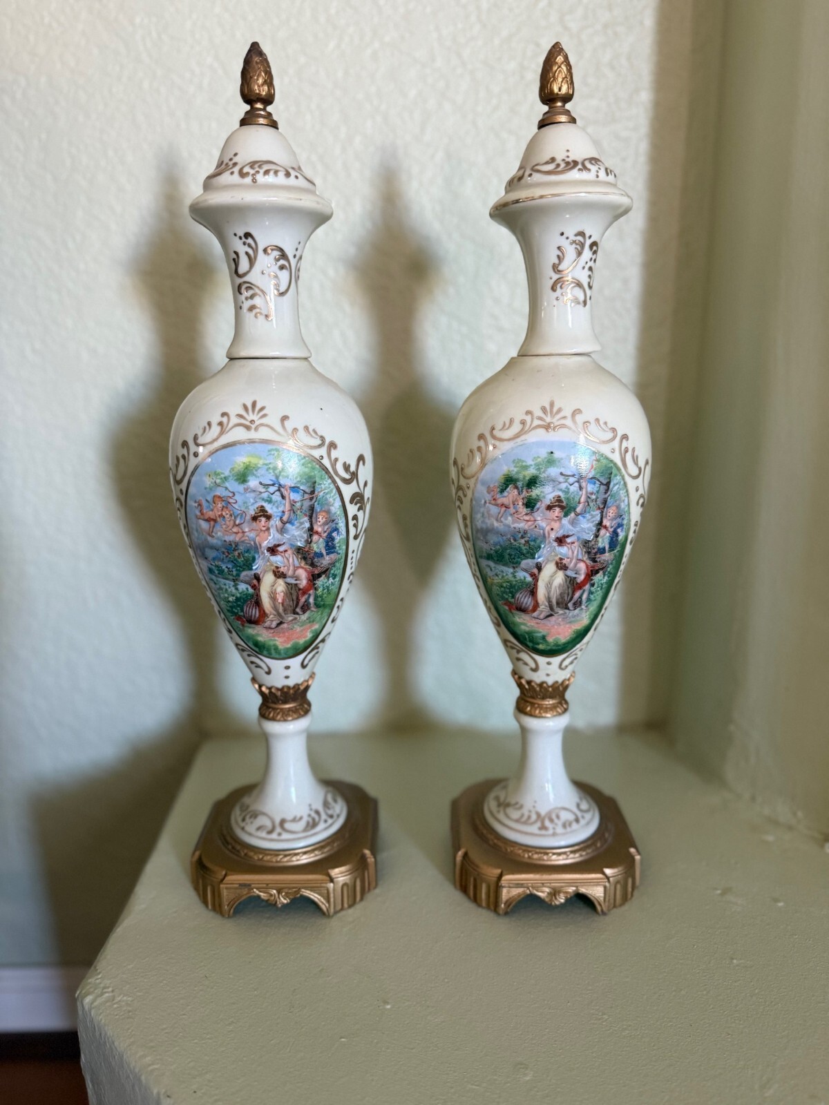 Exquisite Pair of Hand-Painted French Porcelain Vases Exquisite Pair of Hand-Painted French Porcelain Vases