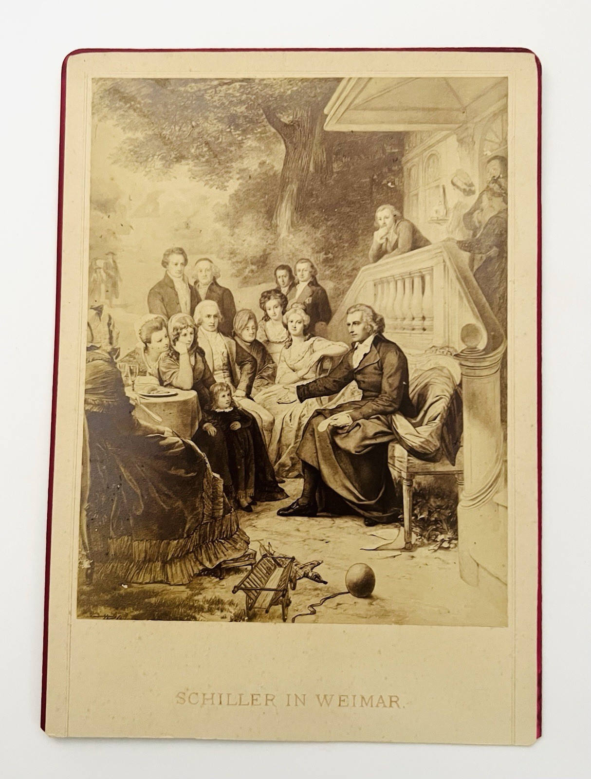 c1870’s Albumen Print Cabinet Card Titled “Schiller at Weimar” by Lindenschmit