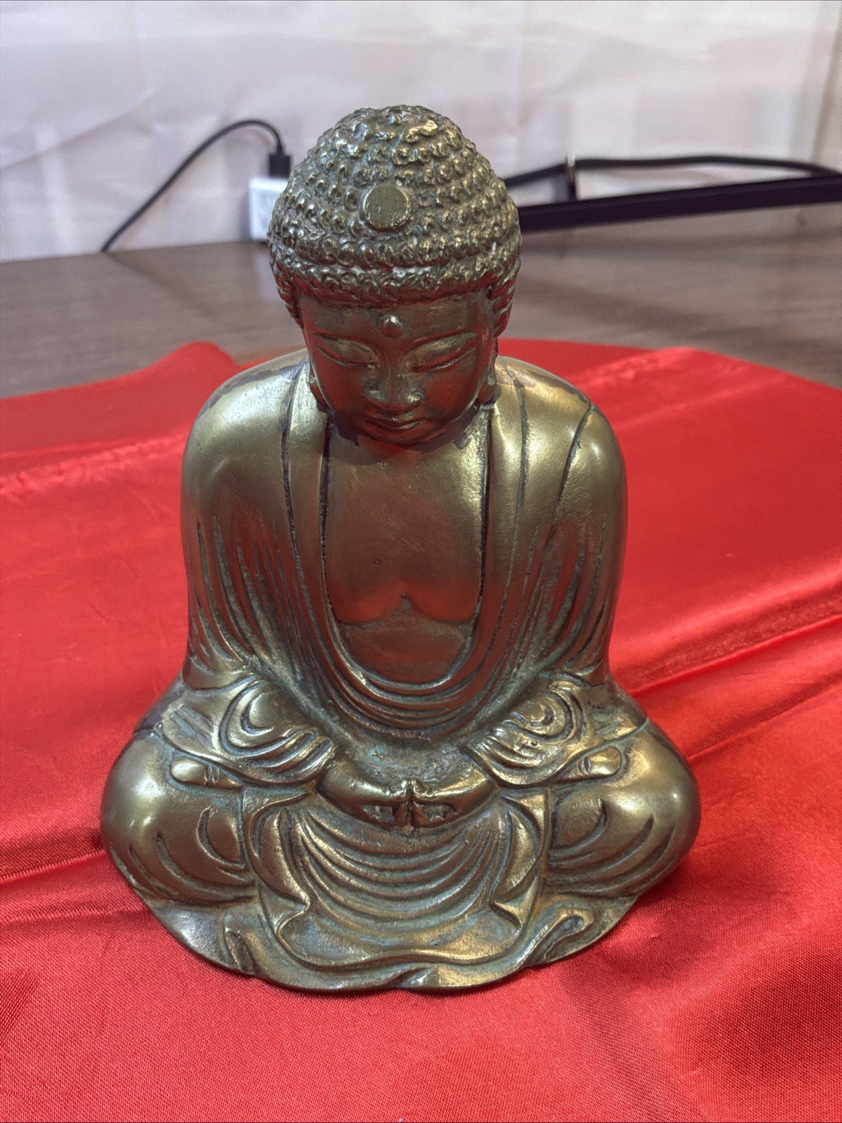 Vintage Japanese Amida Buddha Bronze Statue Kamakura Daibutsu Meditating 5.5\