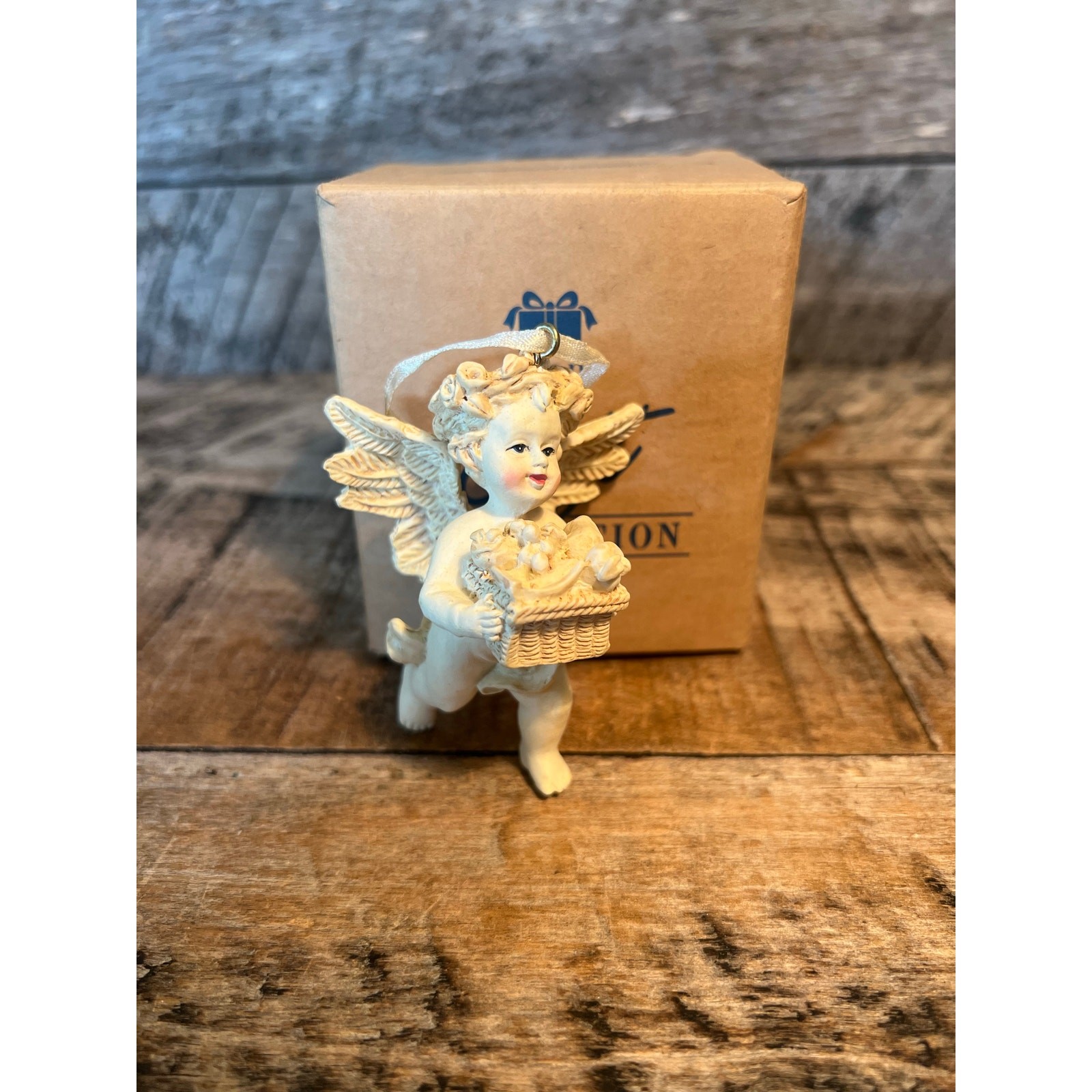 Avon Cherub Angel Ornament Basket Flowers Porcelain Gift Collection Avon Cherub Angel Ornament Basket Flowers Porcelain Gift Collection