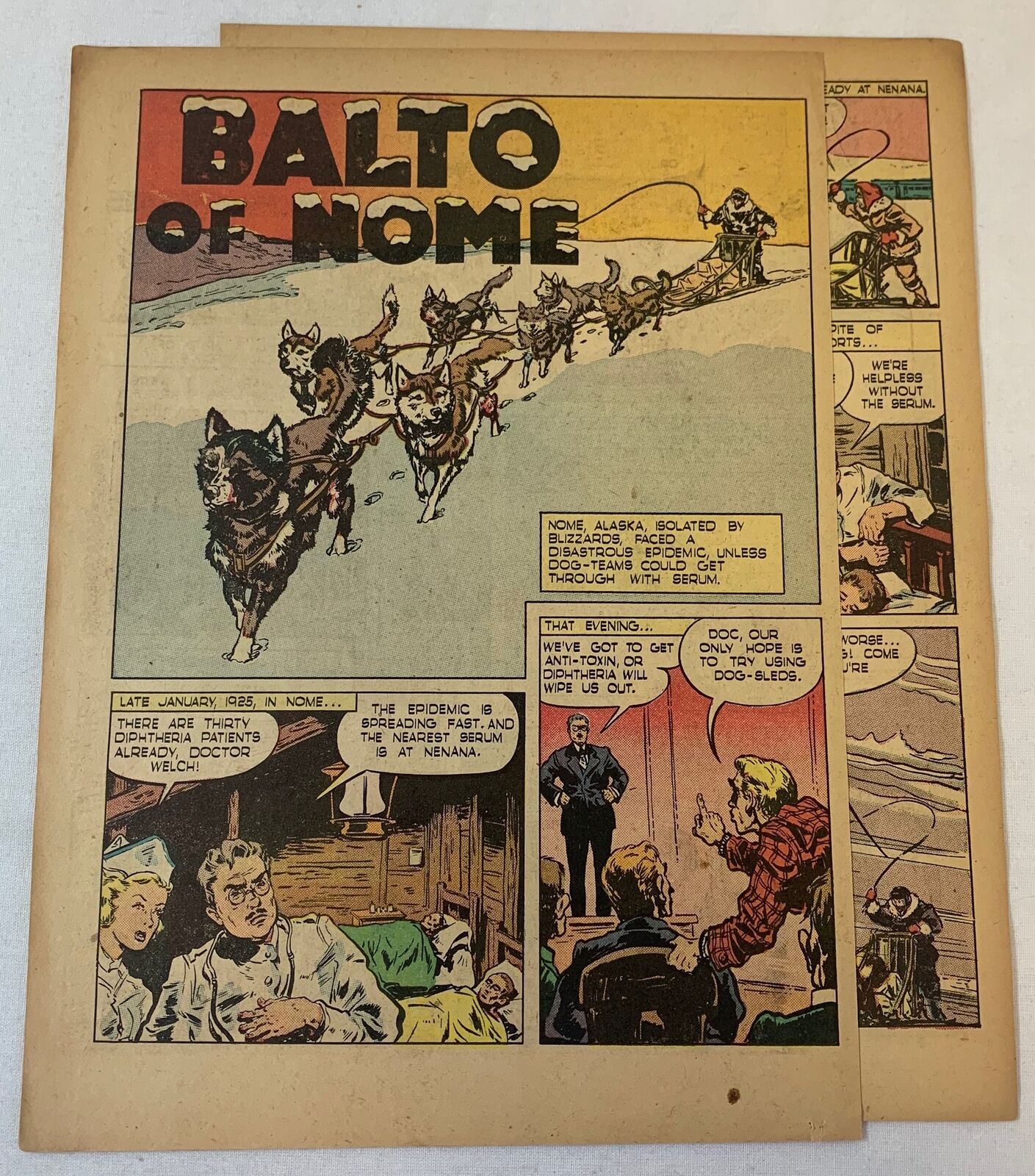 1943 three page cartoon story ~ BALTO OF NOME ~ Siberian Husky