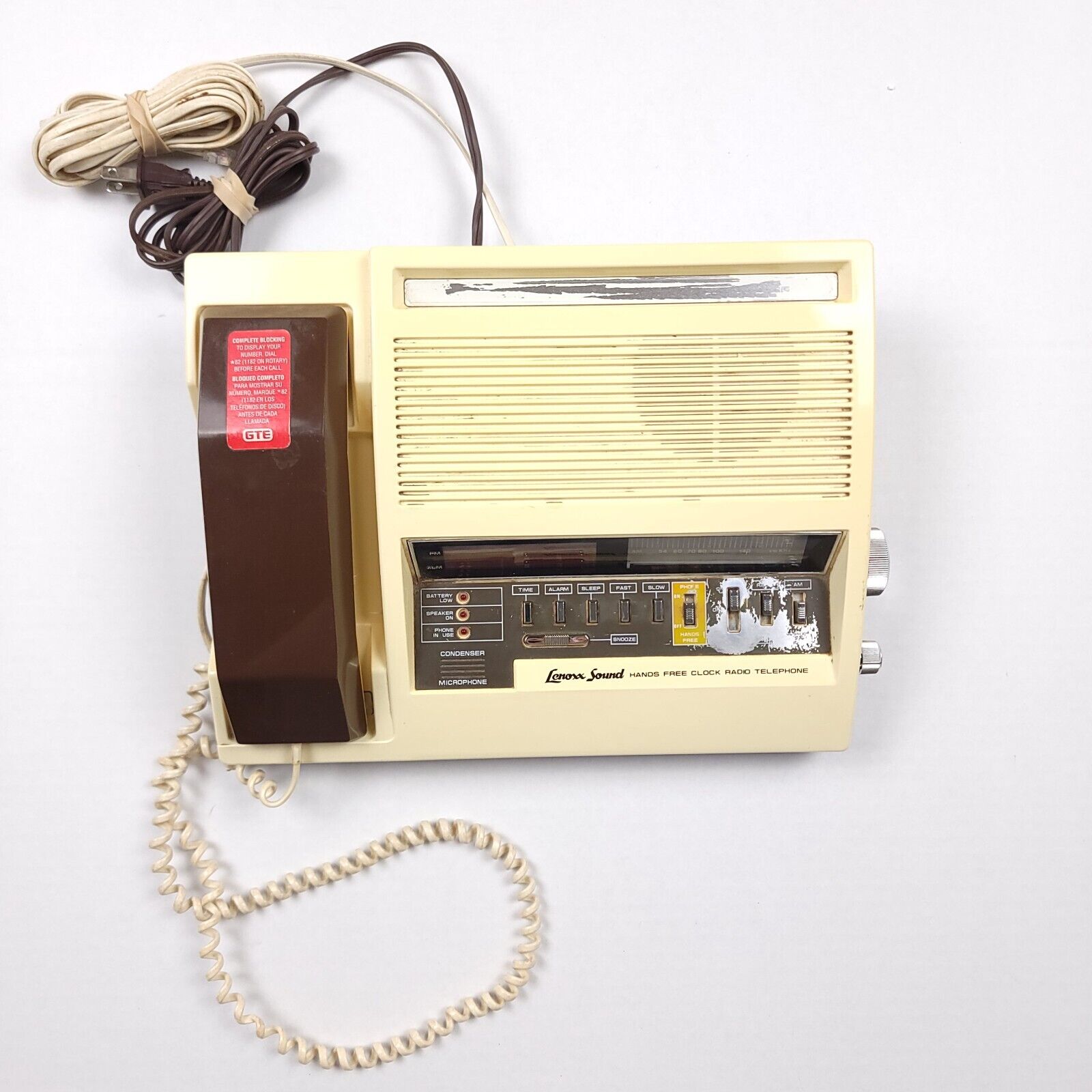 Vintage Lenoxx Sound Phone AM/FM Electronic Clock Radio Model PH-1088 70s 80s