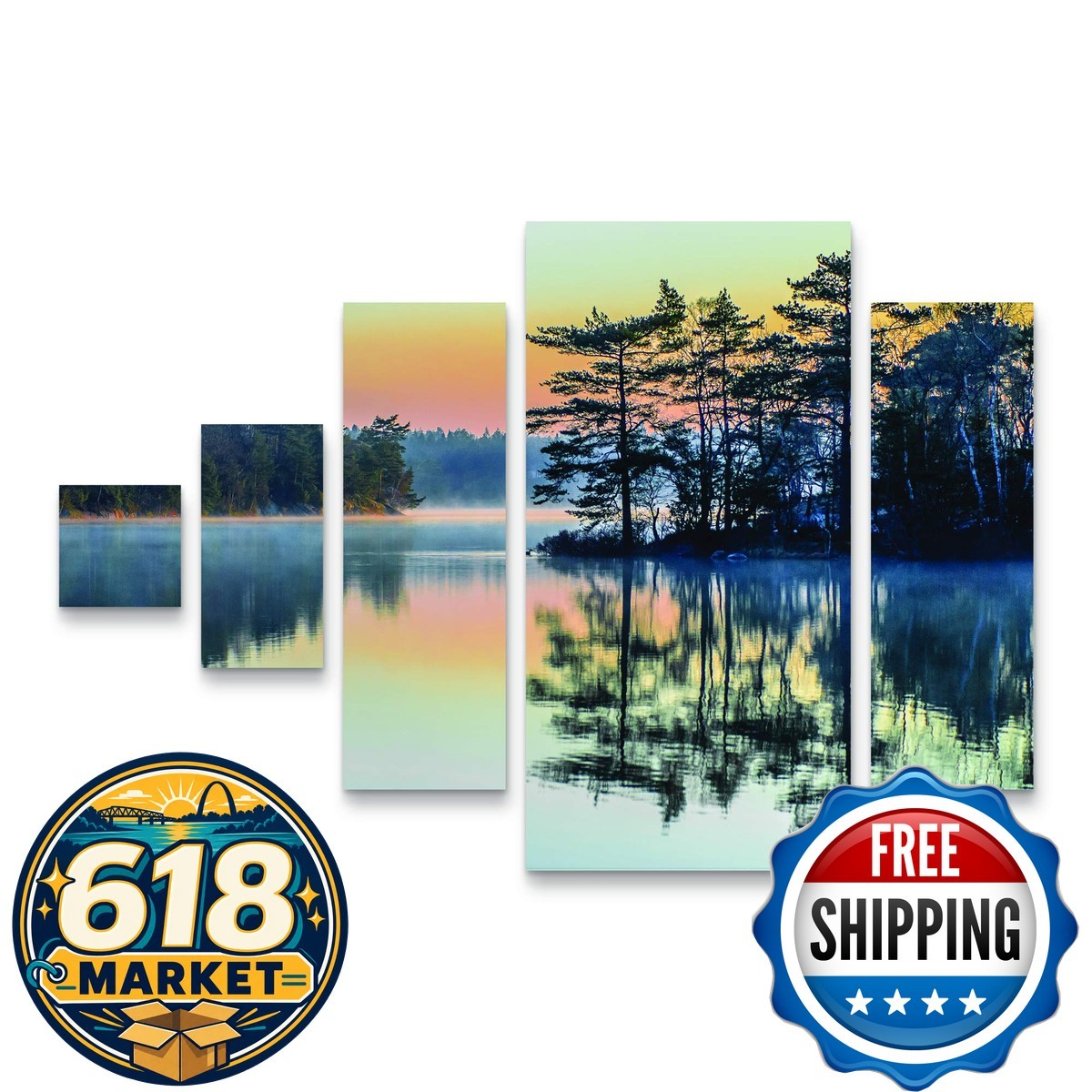 Trademark Fine Art \'Before People Wake\' Multi Panel Set Right Heavy Diamond