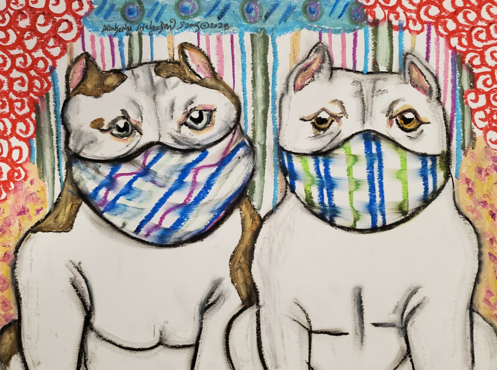 American Bully Quarantine Art Print 5x7 Dog Collectible Artist KSams Vintage