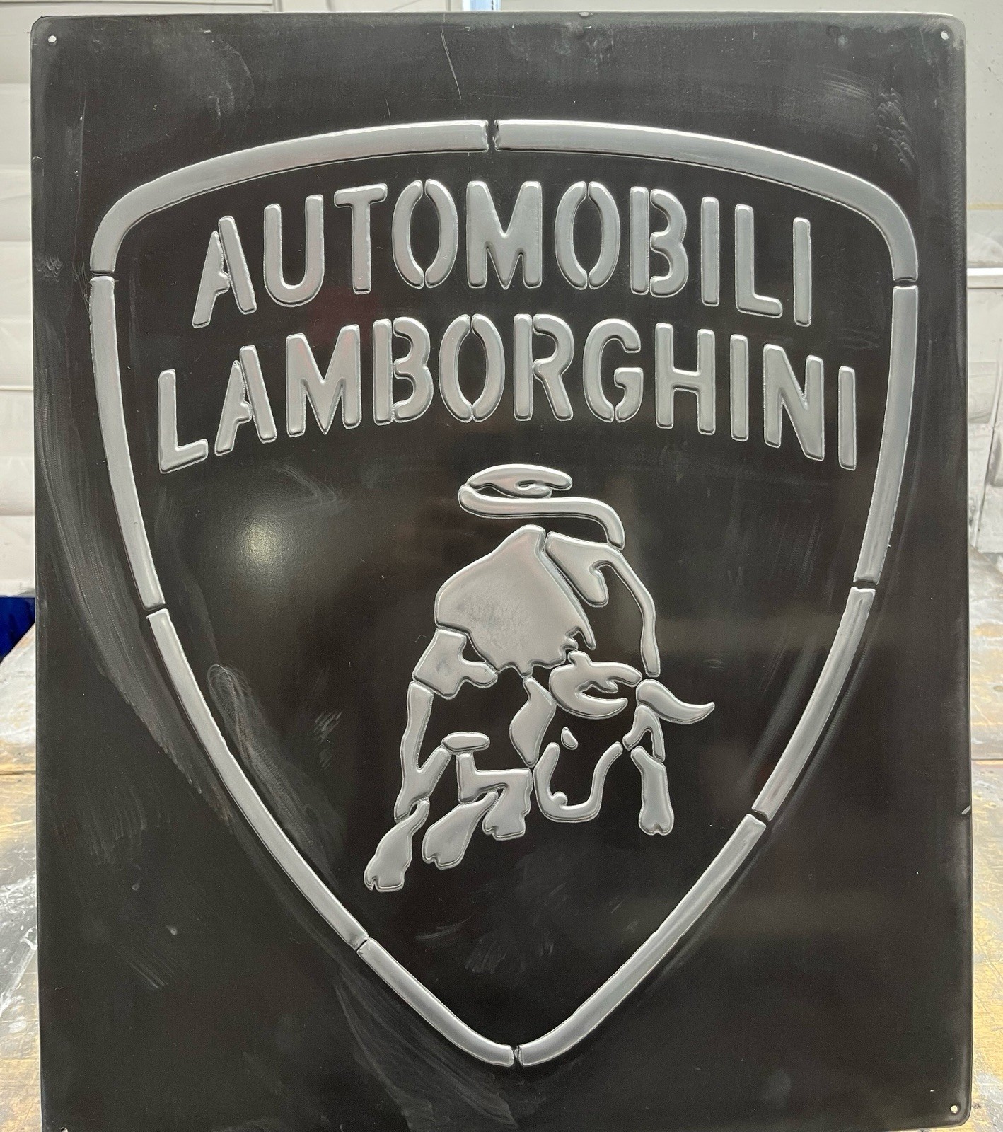 Lamborghini Vintage Garage Metal Sign 20x24” Handmade Cast Aluminum Relief •