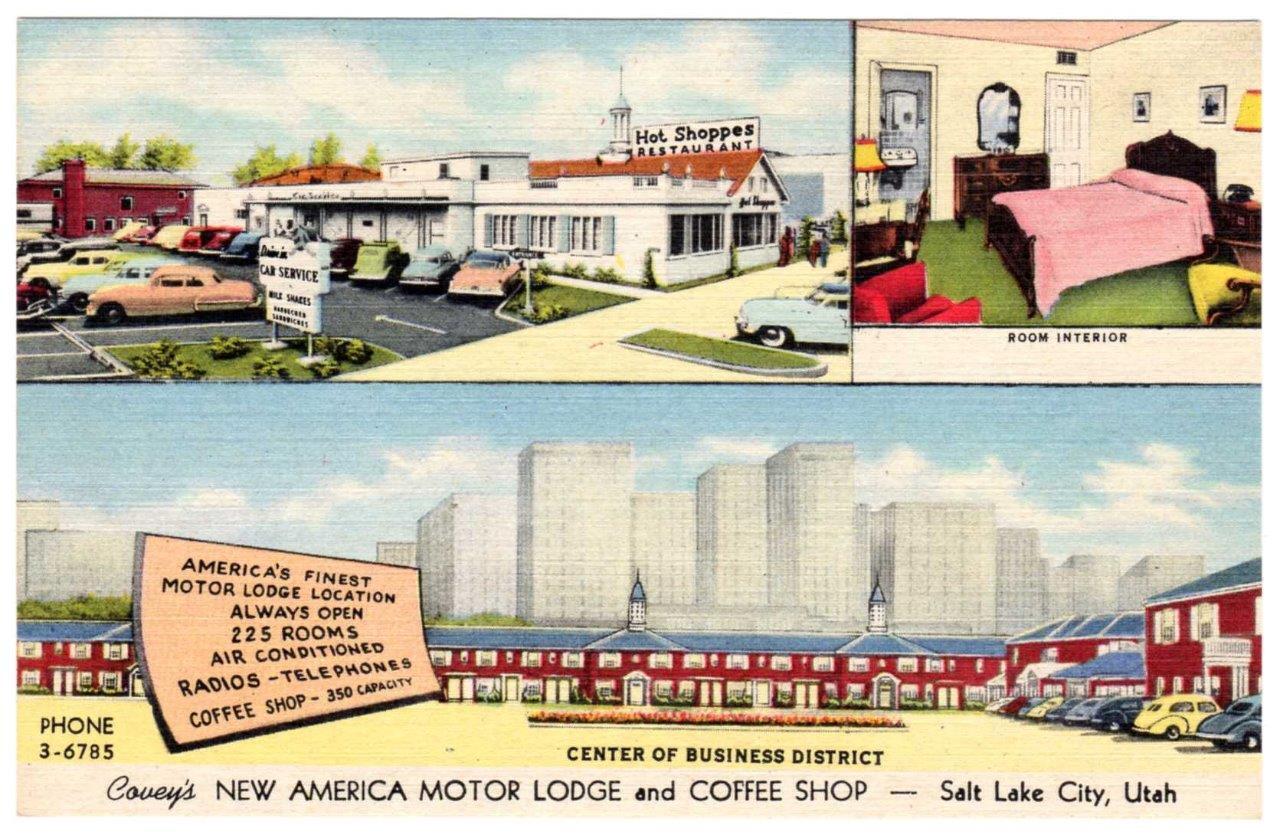 ca 1930-1950 Salt Lake City UT Covey\'s Motor Lodge - interior and exterior views