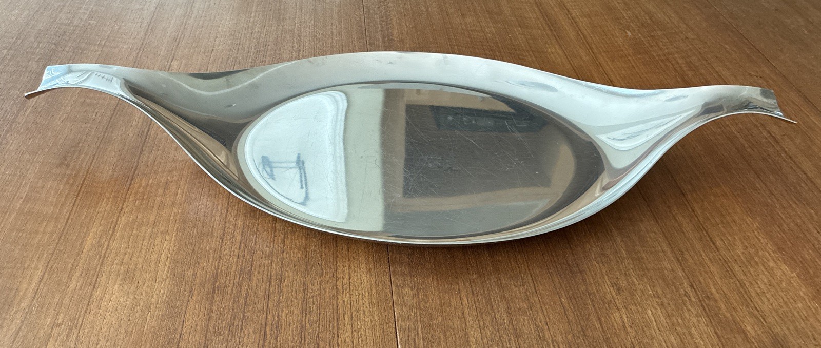 Roberto Sambonet Italy 26.5” Large Sculptural Stainless Tray  Mid-century