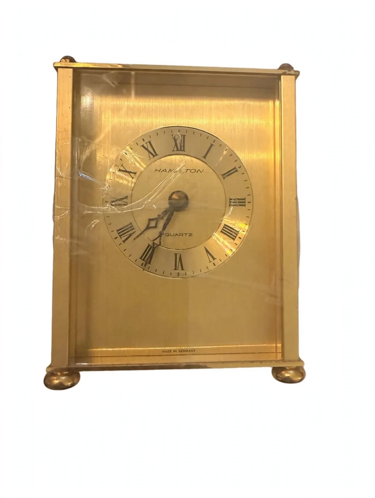 Hamilton Quartz Brass Carriage Desk Clock West Germany Vintage Clock Roman Hamilton Quartz Brass Carriage Desk Clock West Germany Vintage Clock Roman
