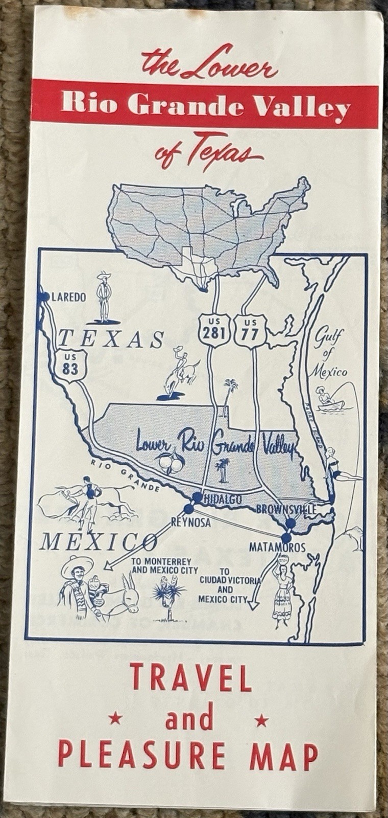 1960s Road Map Guide of Lower Rio Grand Valley of Texas Highways US 83 US 281 