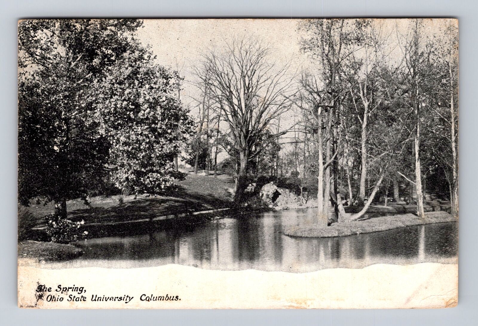 Columbus OH-Ohio State University, The Spring, Antique Vintage c1906 Postcard